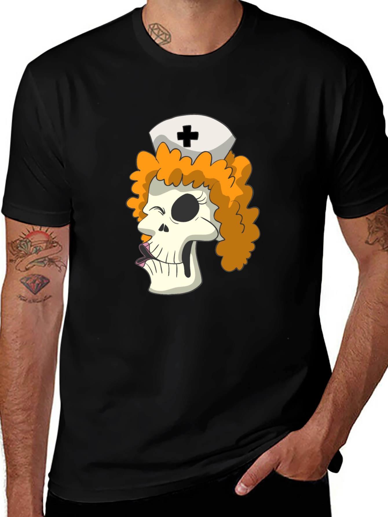 Variant 7 of Nurse Skull Graphic Tee - Unisex Black T-Shirt