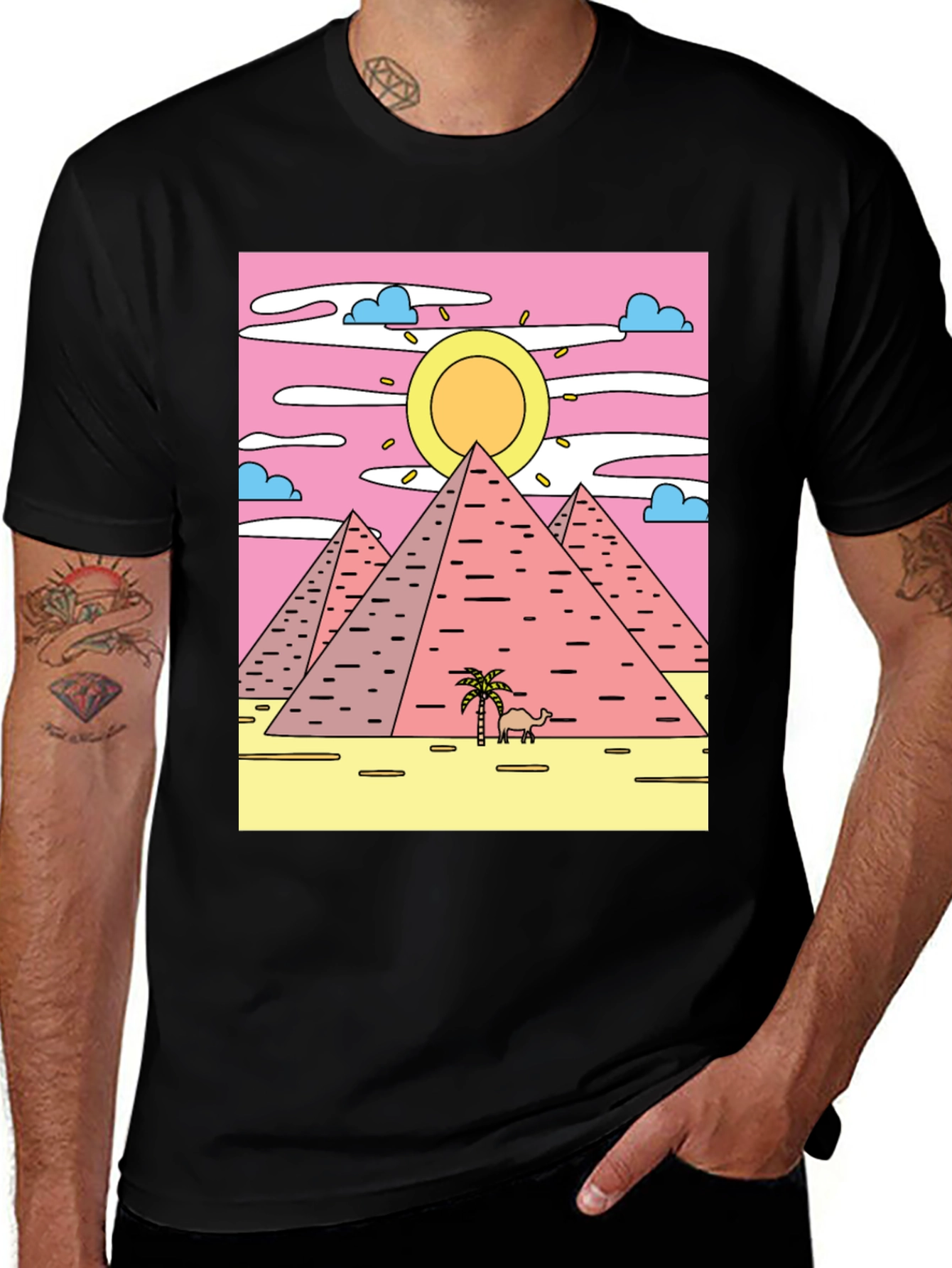 Variant 22 of Egyptian Pyramid Graphic Tee - Black