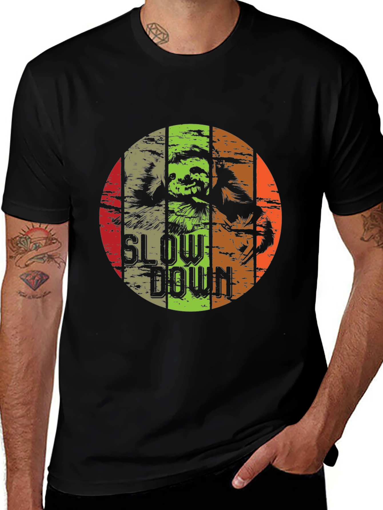 Variant 4 of Slow Down Sloth Graphic Tee - Relaxed Fit