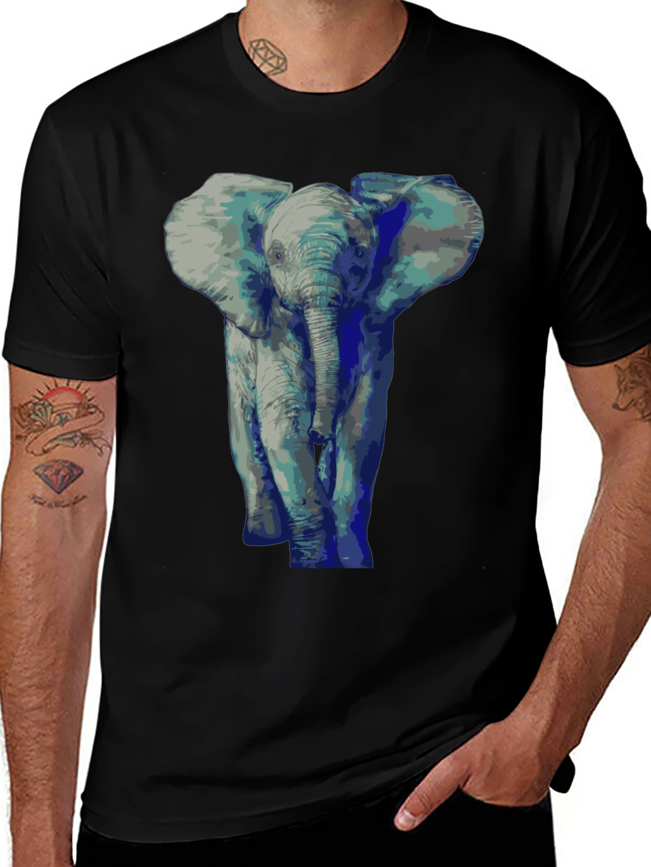 Variant 2 of Elephant Graphic Tee - Black Cotton T-Shirt