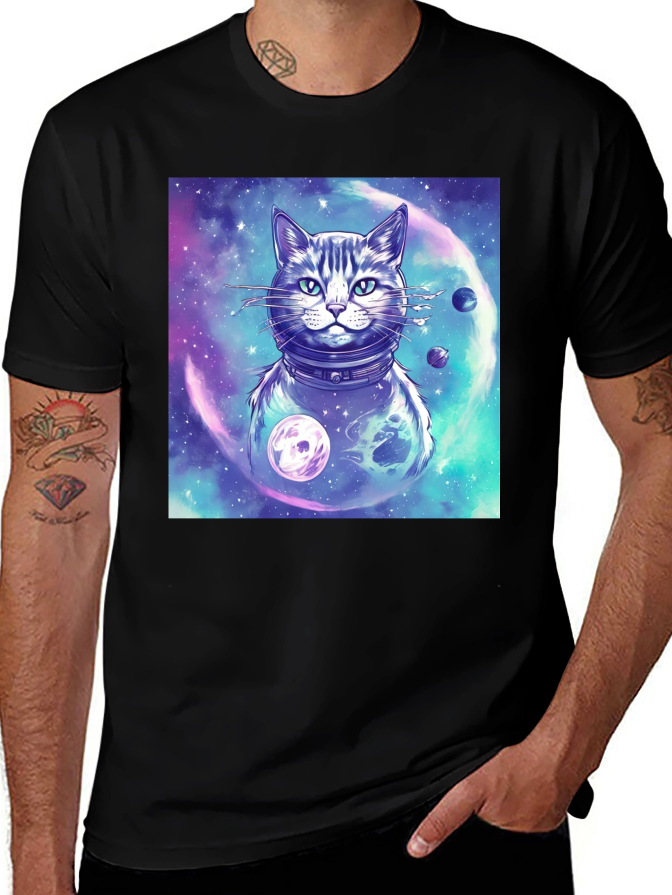 Variant 24 of Cosmic Cat T-Shirt - Galaxy Space Adventure