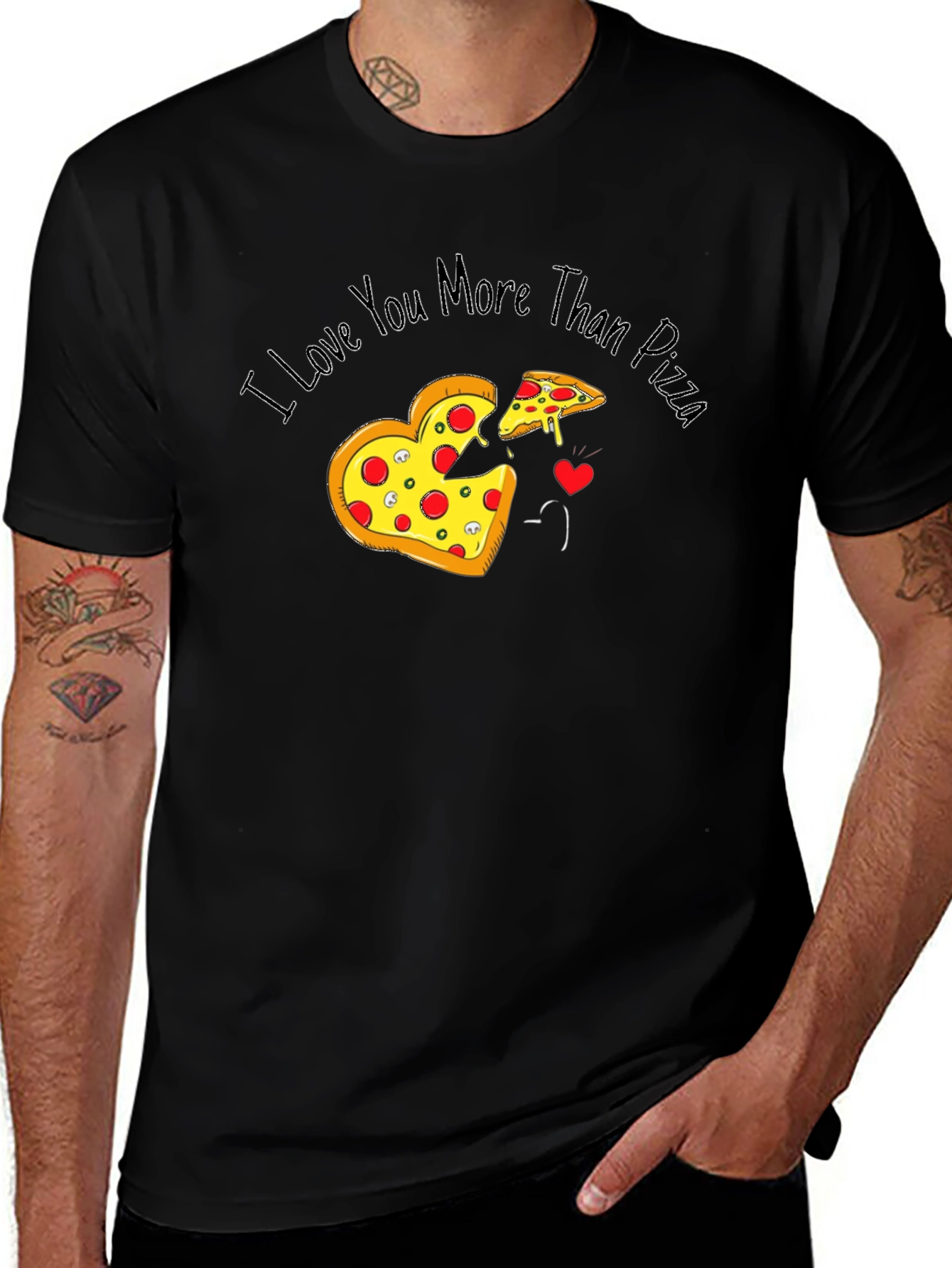 Variant 18 of I Love You More Than Pizza Funny Graphic T-Shirt