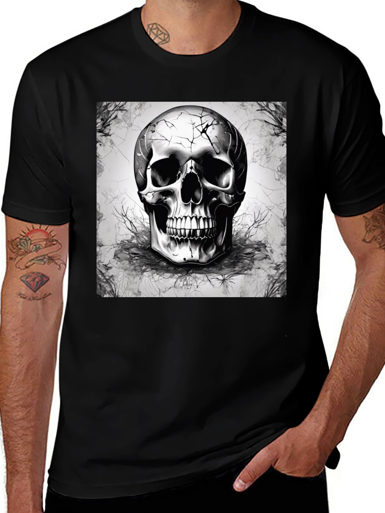 Variant 15 of Skull Graphic T-Shirt - Edgy Black Tee