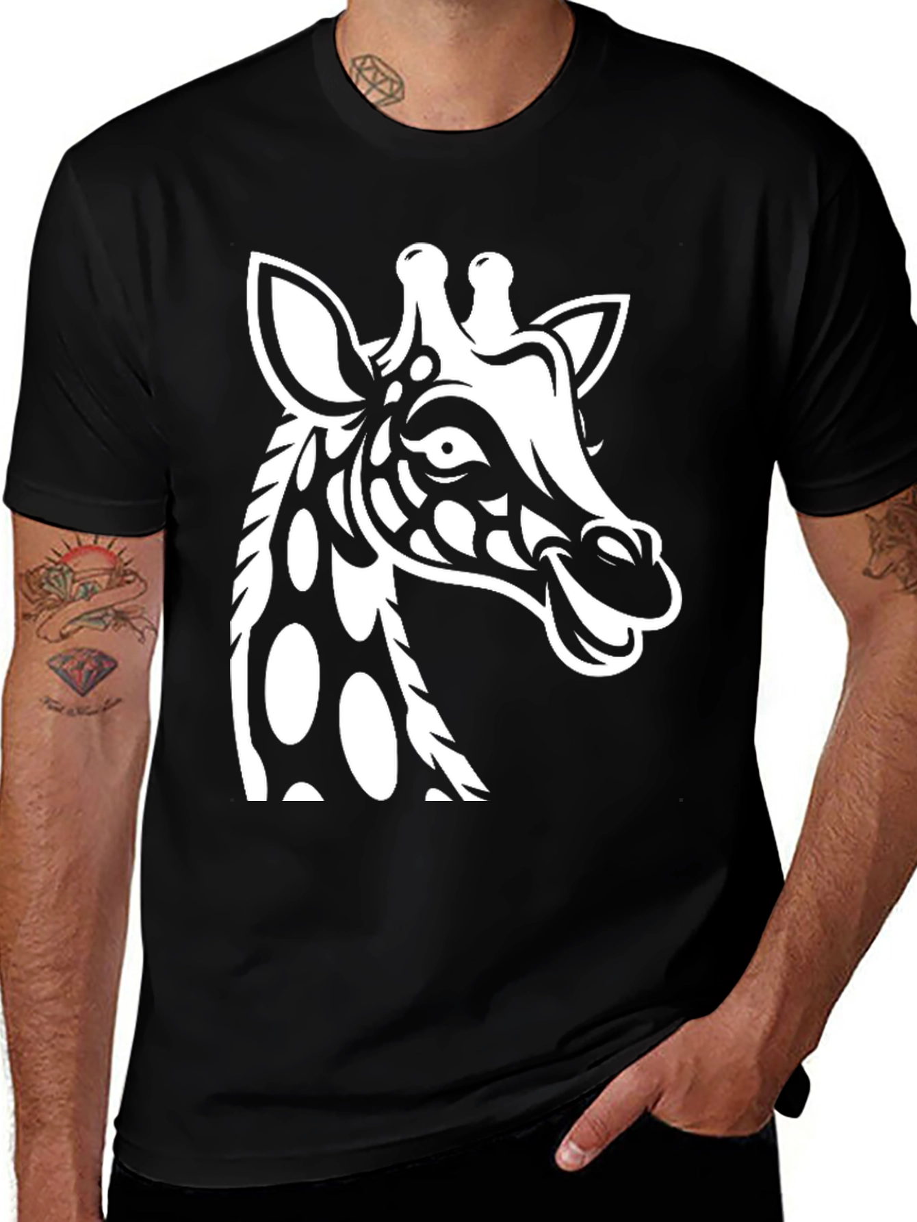 Variant 21 of Giraffe Graphic Tee - Stylish Black Cotton T-Shirt