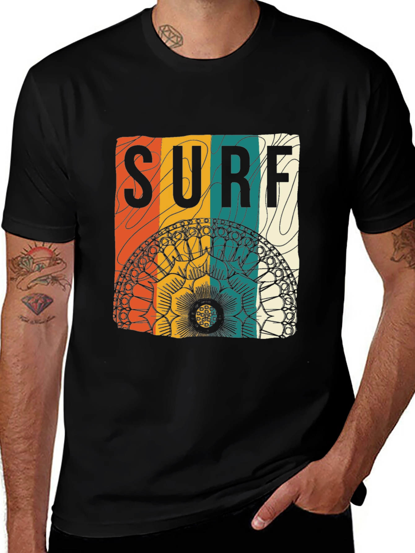 Variant 27 of Surf Mandala Graphic Tee - Black