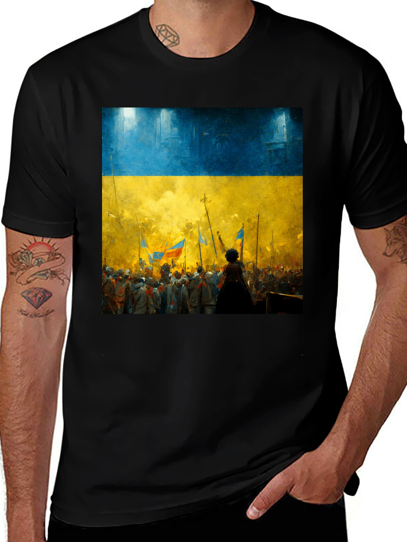 Ukraine Flag Graphic Tee - Black