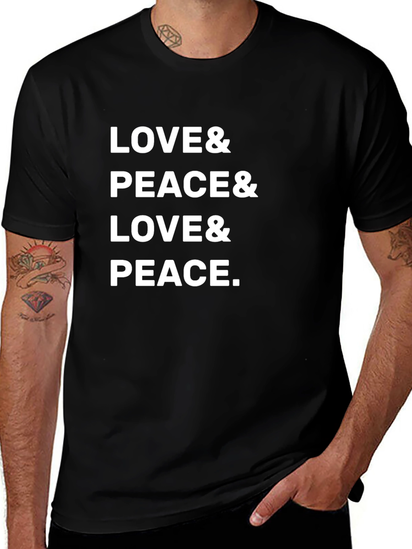 Variant 4 of Love & Peace Graphic Tee - Black Casual T-Shirt