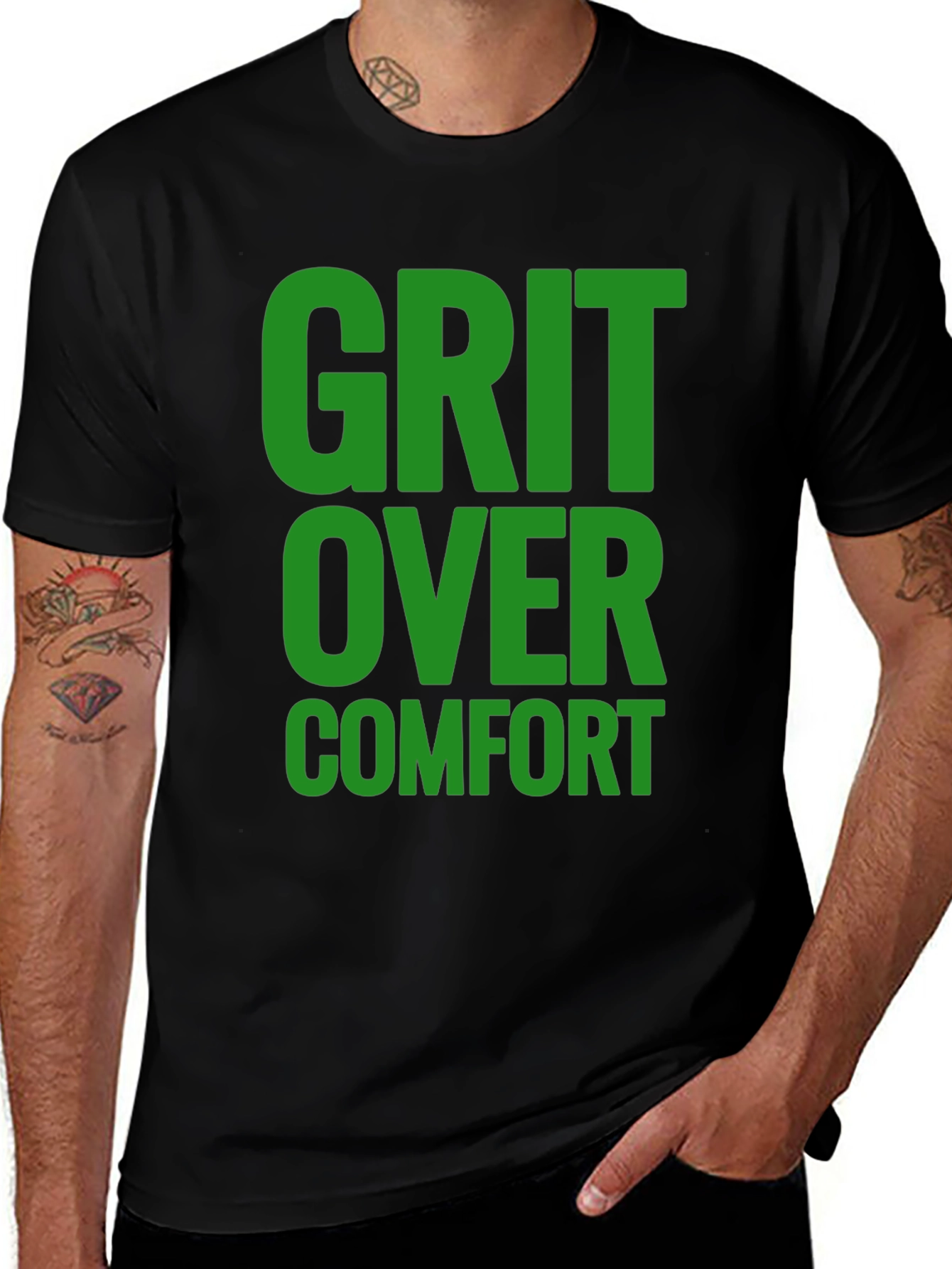 Variant 29 of Grit Over Comfort Graphic T-Shirt - Motivational Design