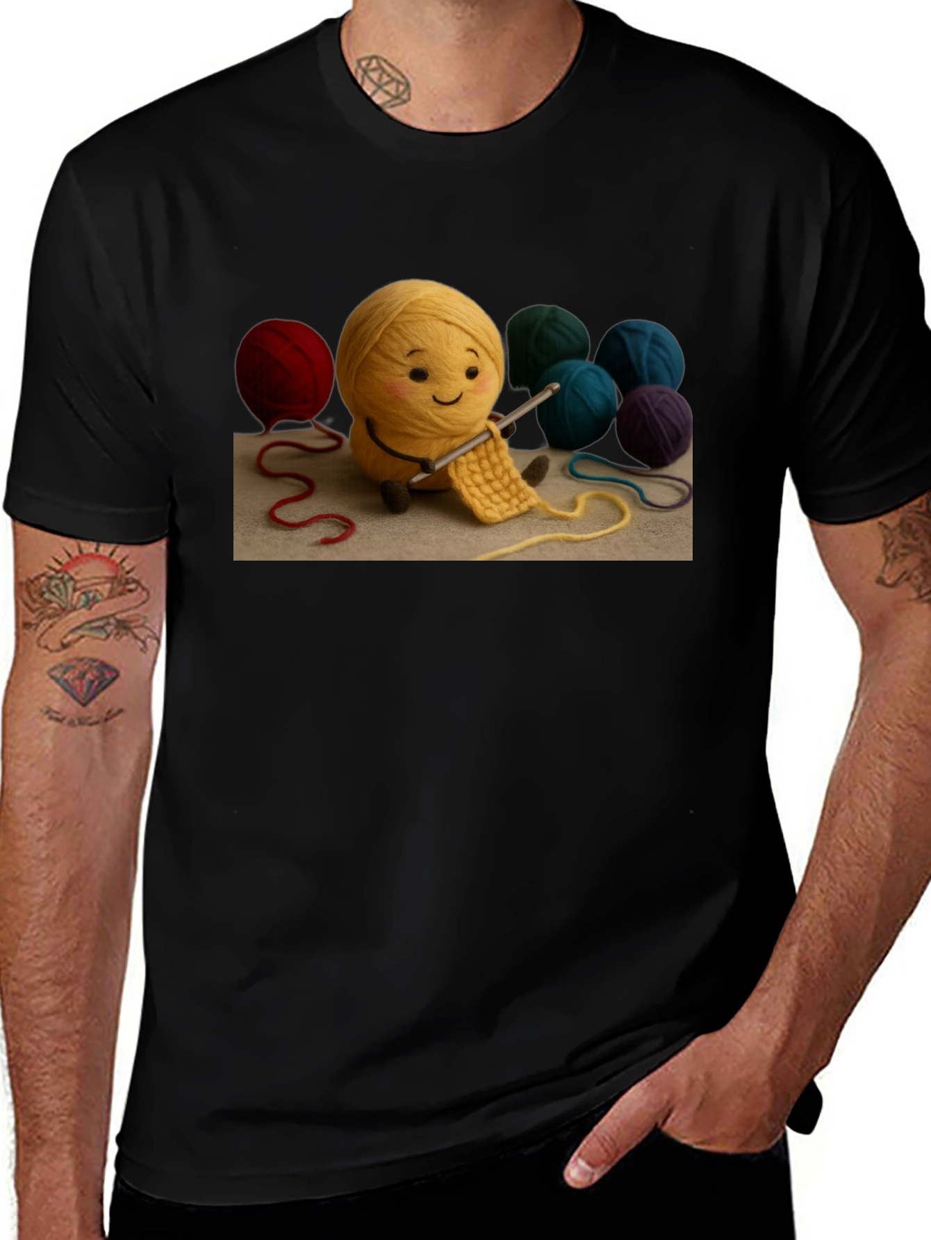 Cute Yarn Ball Crochet T-Shirt