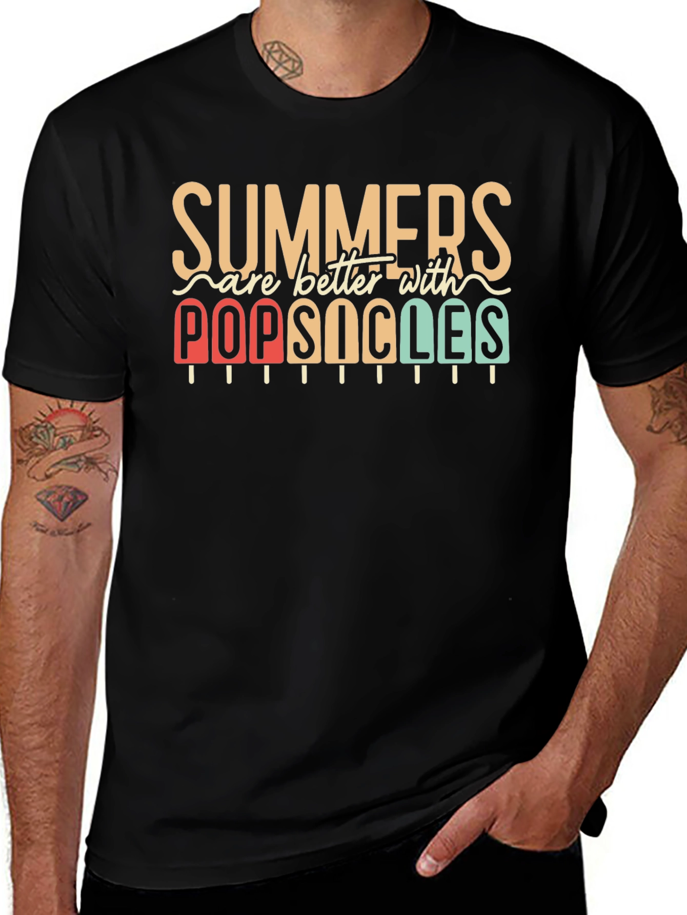 Variant 12 of Summers Are Better With Popsicles Black T-Shirt
