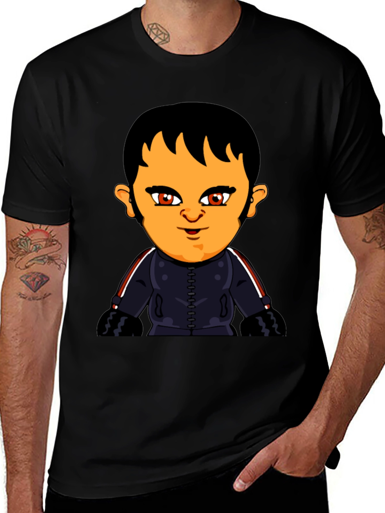 Variant 5 of Cartoon Character Graphic T-Shirt - Black
