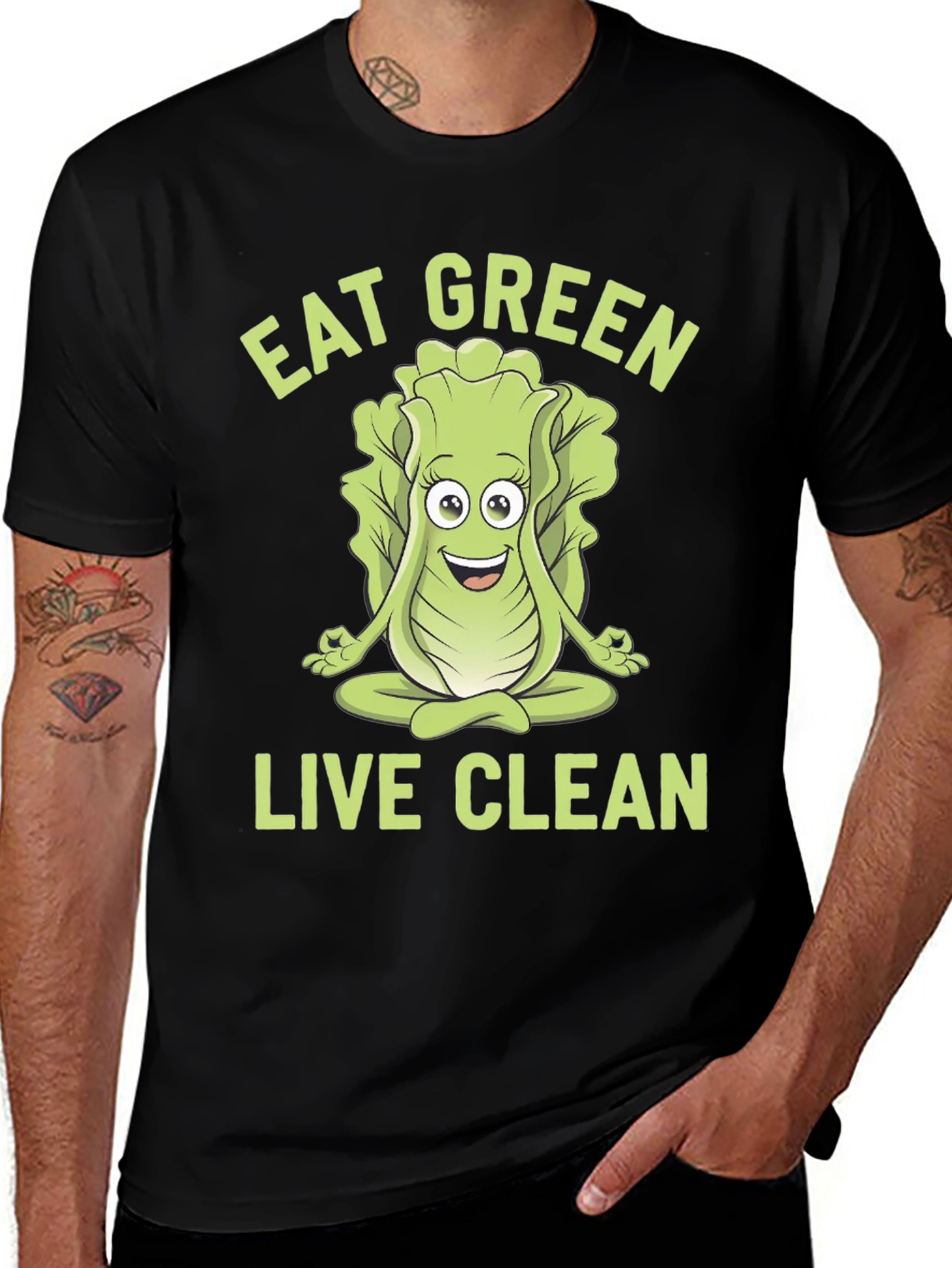 Eat Green Live Clean T-Shirt - Yoga Lettuce