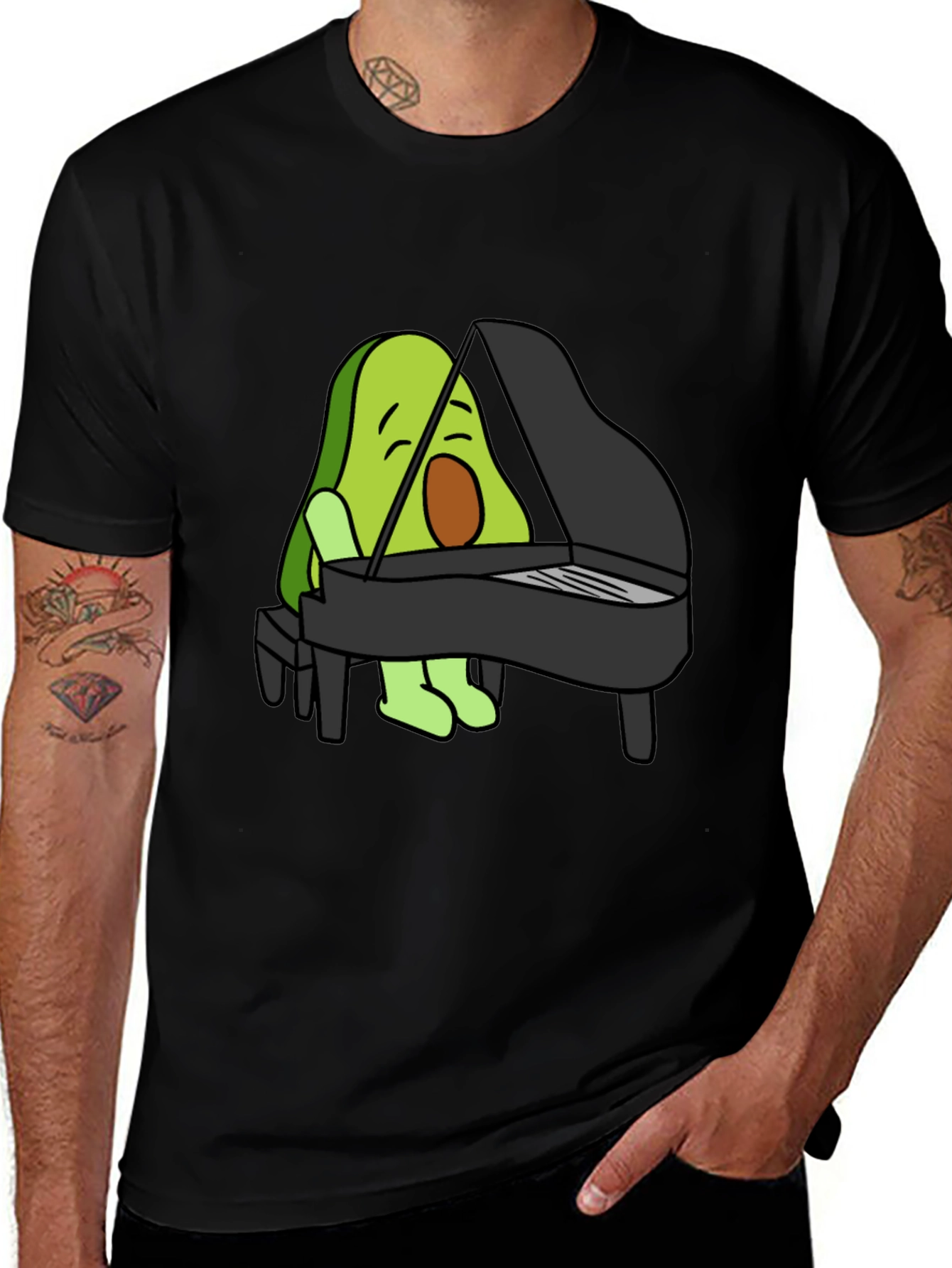 Variant 5 of Avocado Playing Piano Graphic T-Shirt