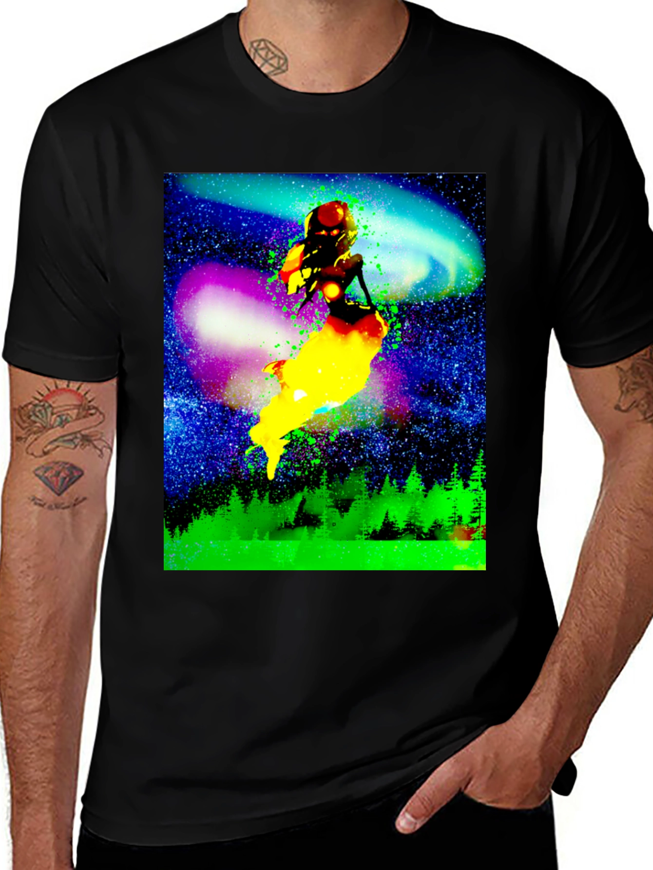 Variant 14 of Cosmic Mermaid Graphic Tee - Unique Space Design