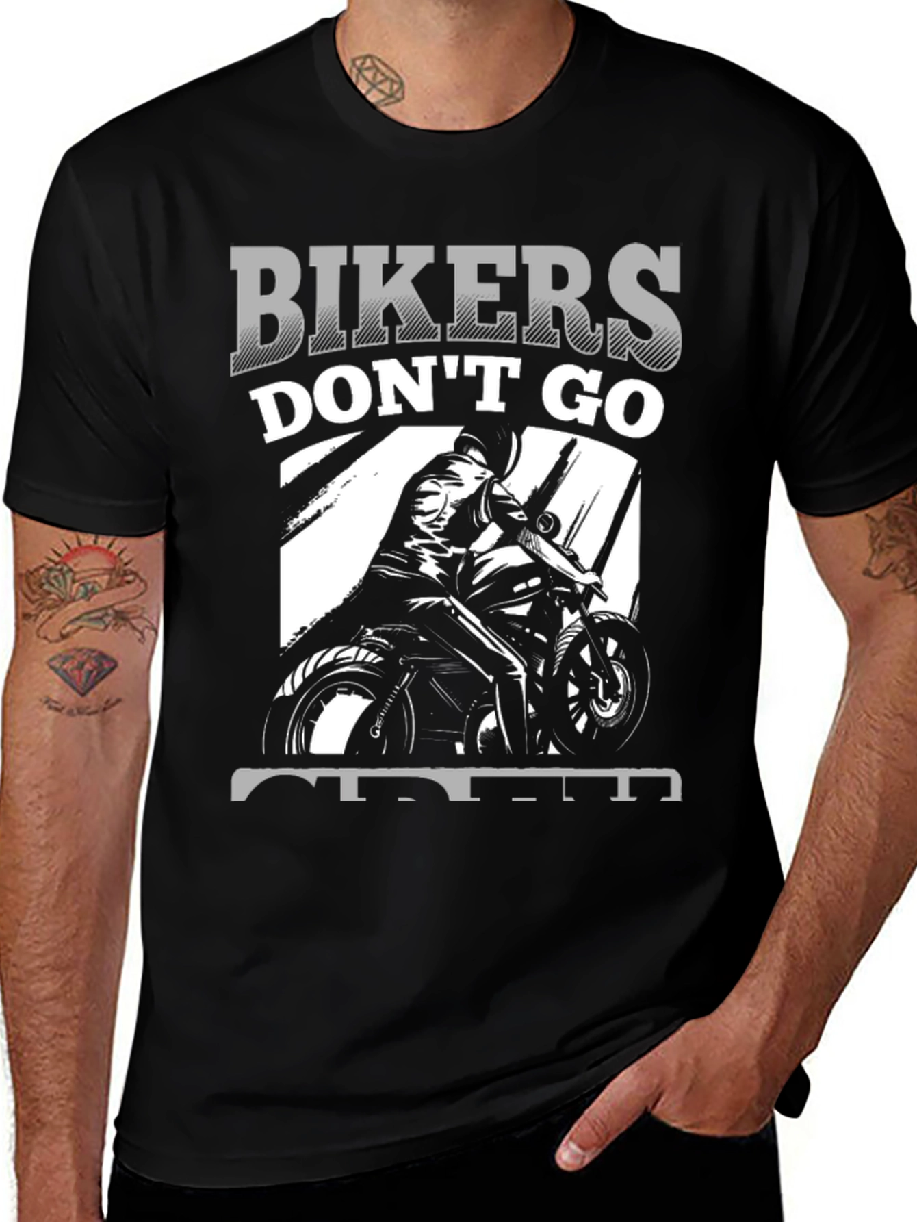 Variant 22 of Bikers Don't Go Old - Black Graphic Tee