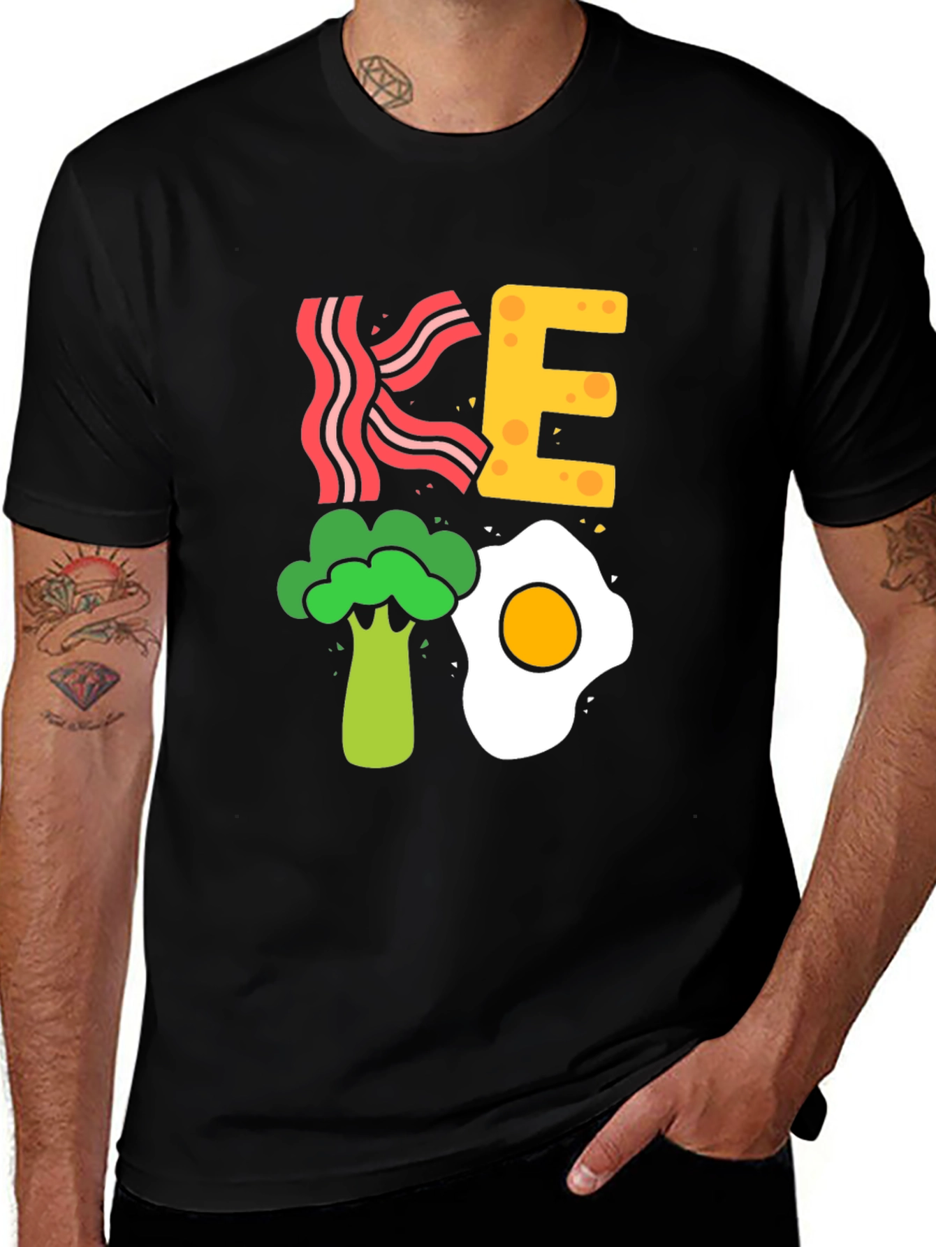 Variant 12 of Keto Diet T-Shirt - Bacon, Egg, and Broccoli Design