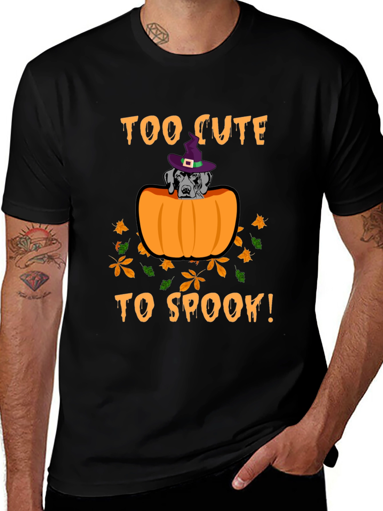 Variant 3 of Too Cute To Spook Halloween Dog T-Shirt
