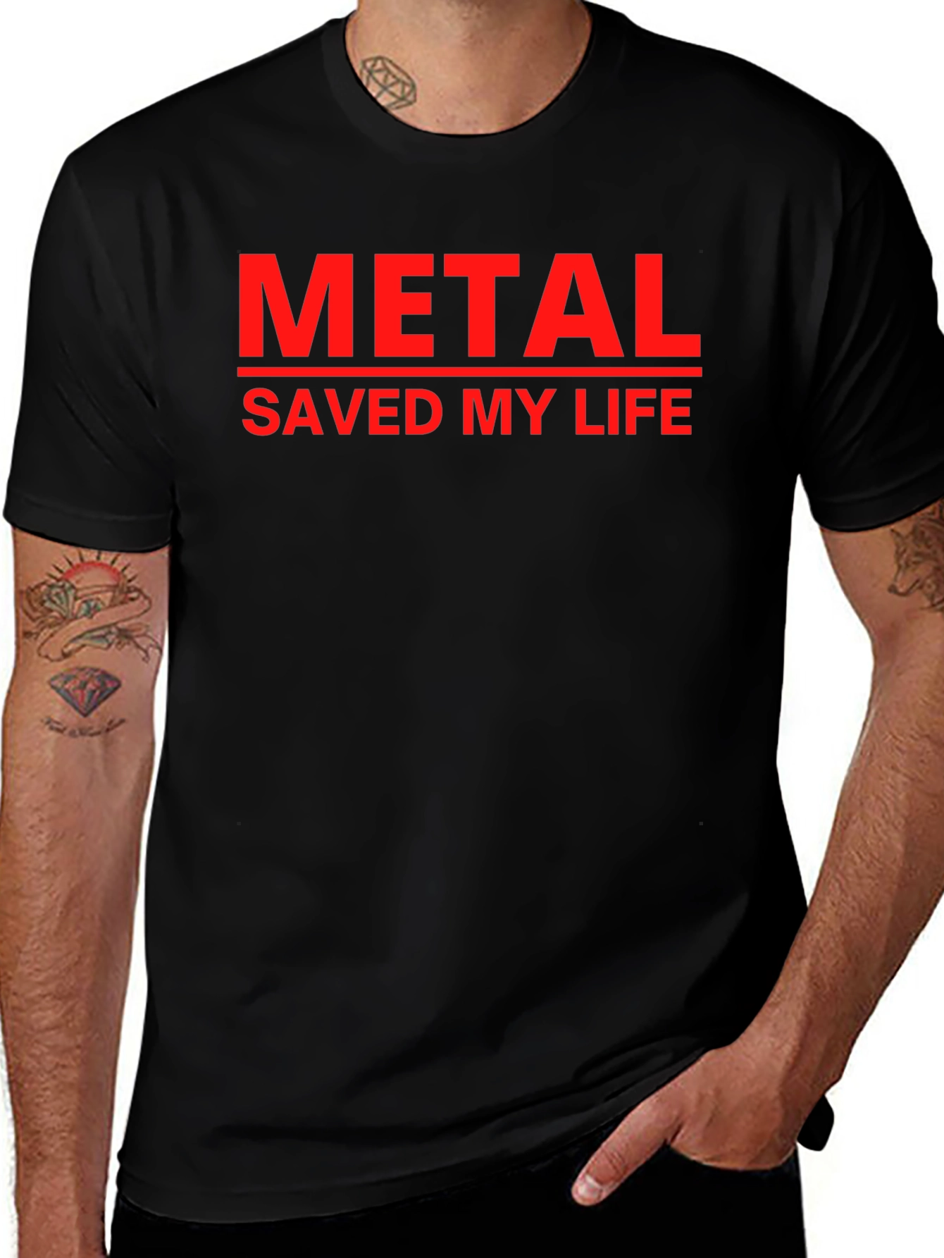 Variant 6 of Metal Saved My Life T-Shirt - Black