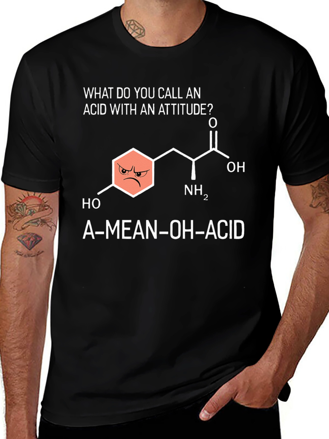 Funny Chemistry Pun T-Shirt - A-Mean-OH-Acid