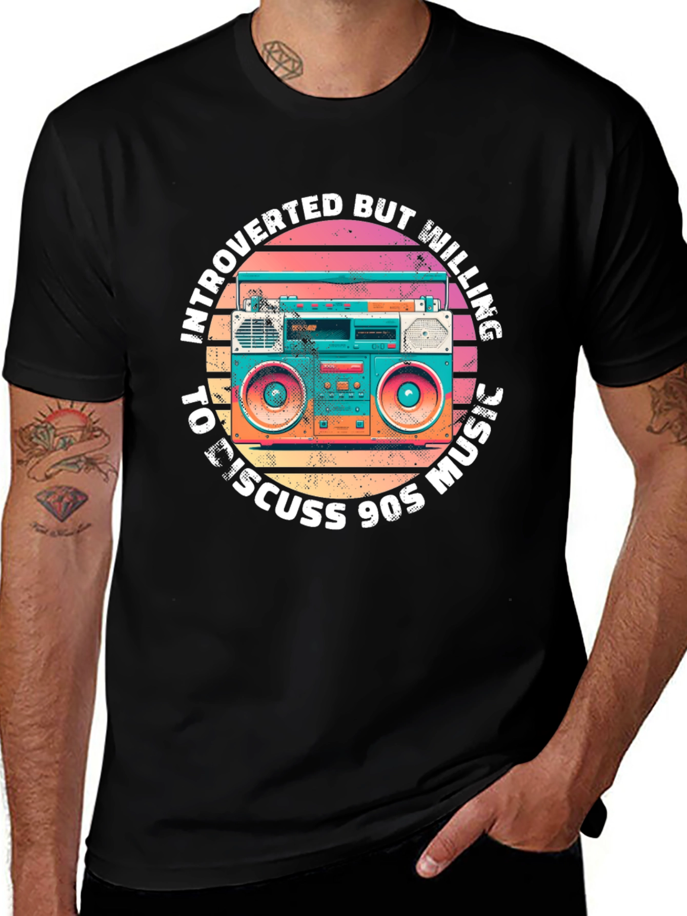 Variant 3 of Introverted 90s Music Boombox Graphic T-Shirt