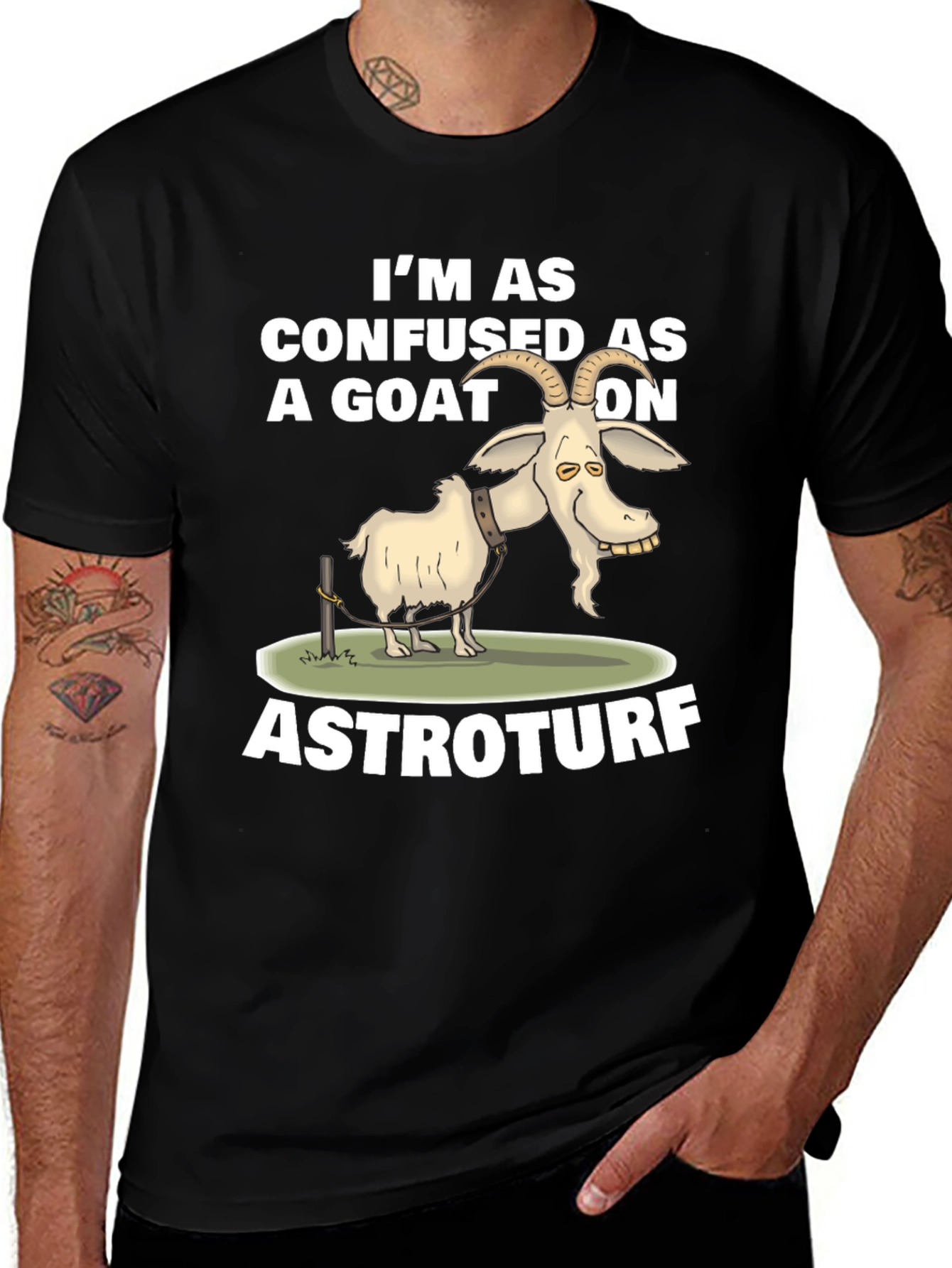 Variant 21 of Confused Goat on Astroturf Graphic T-Shirt