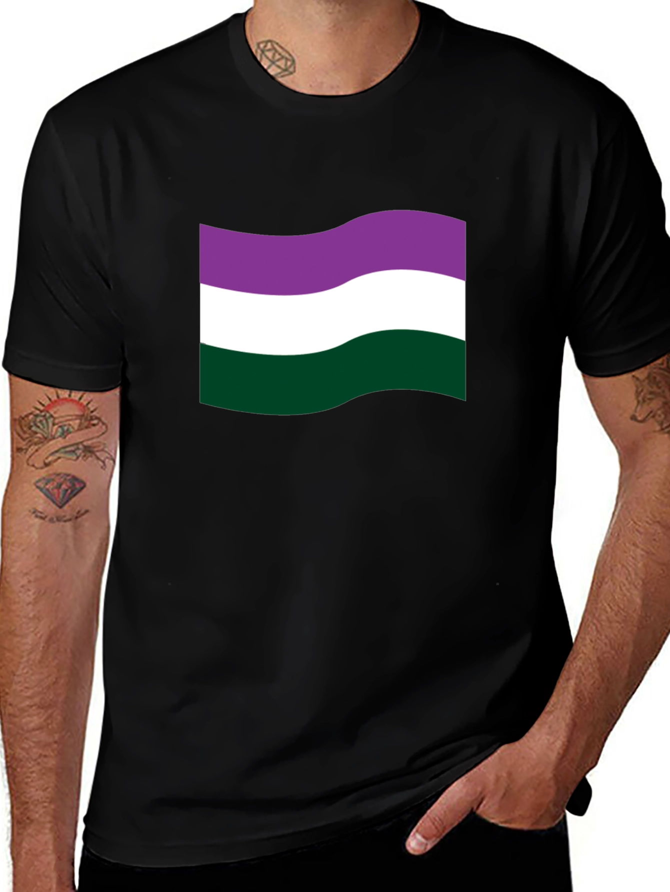 Genderqueer Pride Flag T-Shirt - Black Cotton Tee