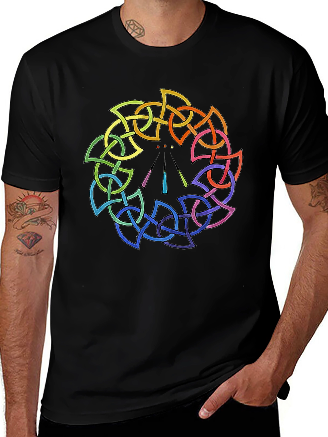 Variant 20 of Rainbow Celtic Knot Black T-Shirt