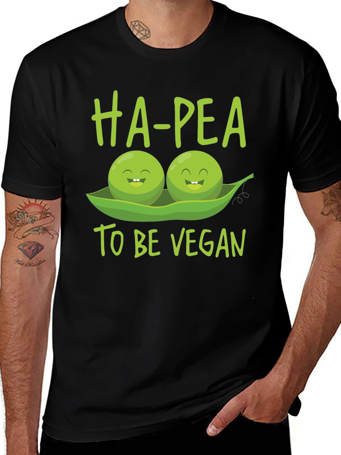 Variant 25 of Ha-Pea to be Vegan Graphic T-Shirt