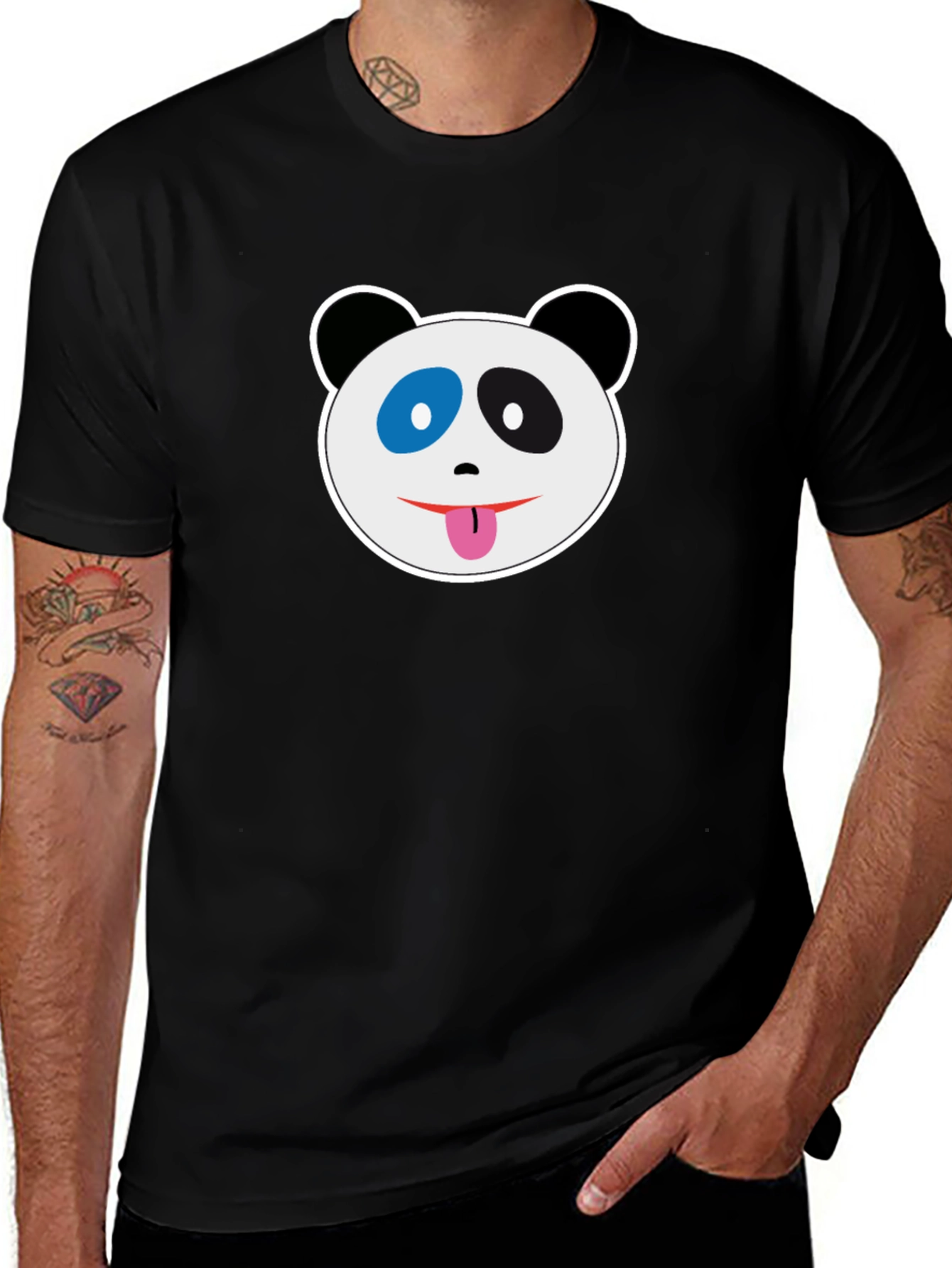 Variant 10 of Black T-Shirt with Panda Face Graphic