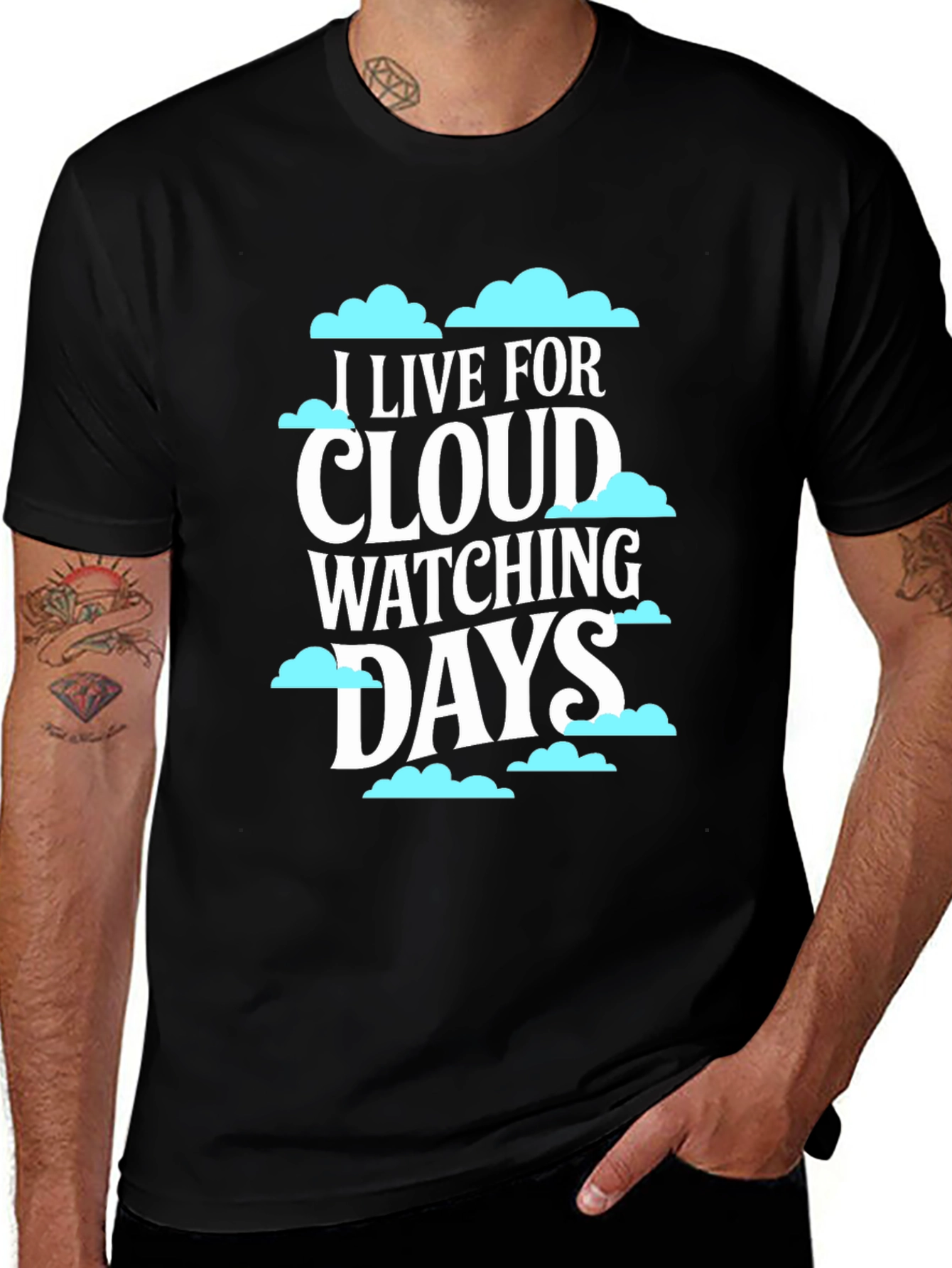 Variant 26 of Cloud Watching Days Black T-Shirt