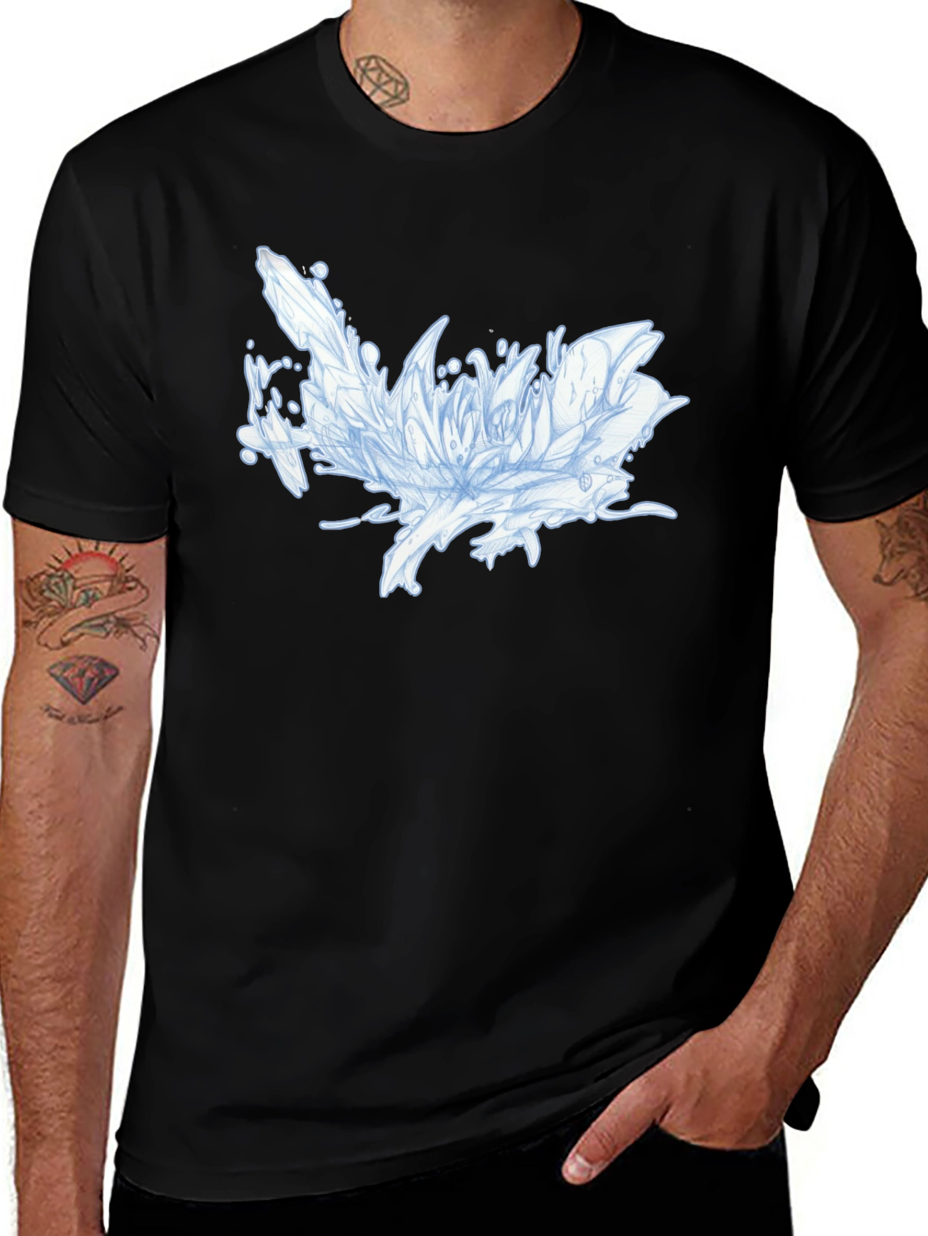 Variant 28 of Abstract Floral Graphic Black T-Shirt