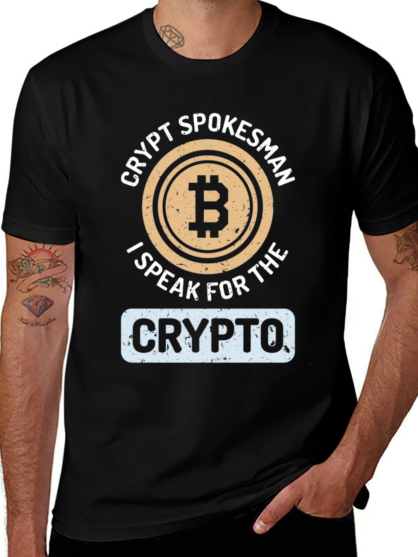 Variant 6 of Crypto Spokesman Graphic Tee - Bitcoin Design