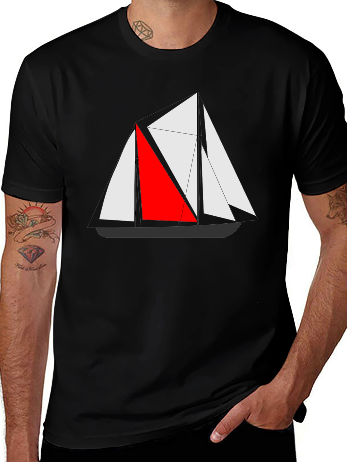 Variant 25 of Sailboat Graphic Tee - Men's Black T-Shirt