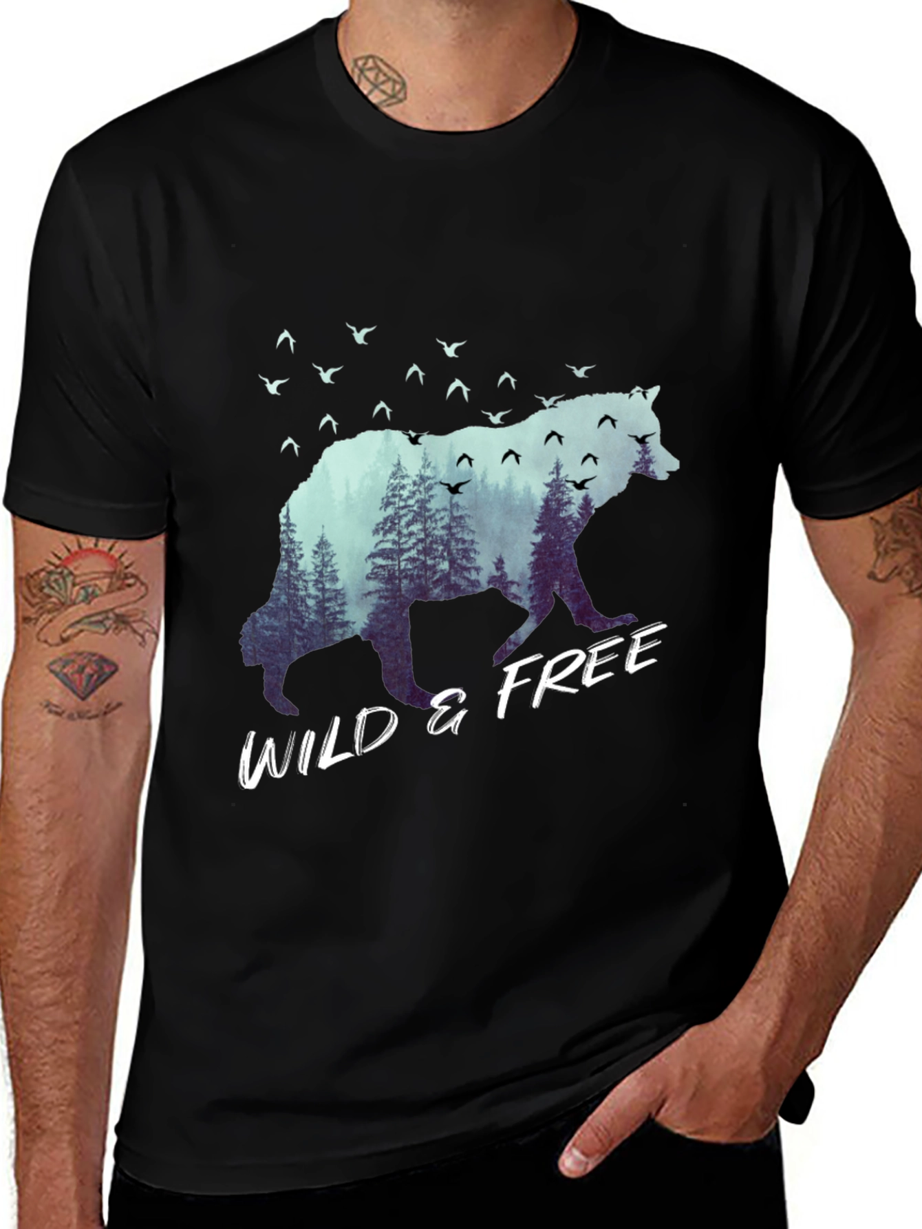 Variant 27 of Wild & Free Bear Nature T-Shirt - Graphic Tee