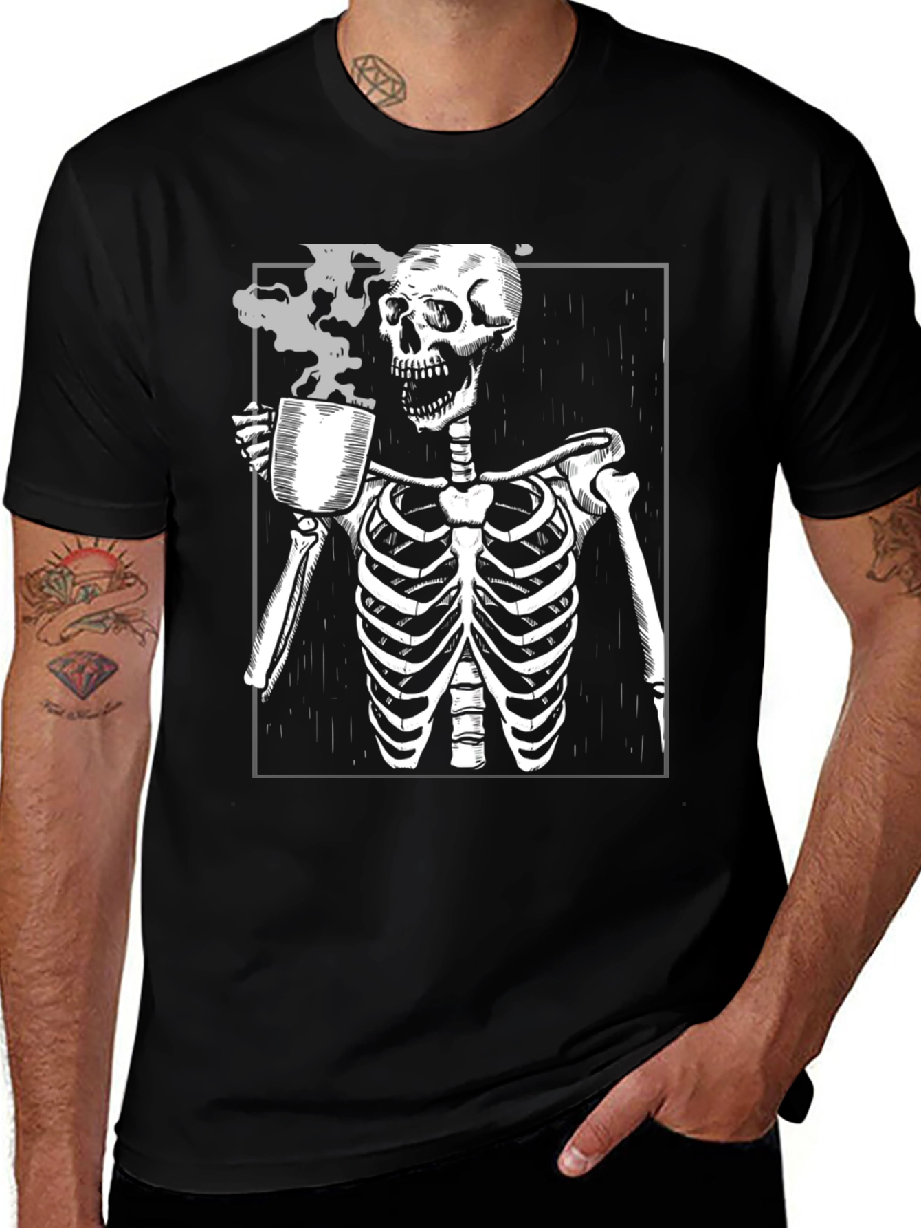 Variant 23 of Skeleton Coffee T-Shirt - Death Before Decaf