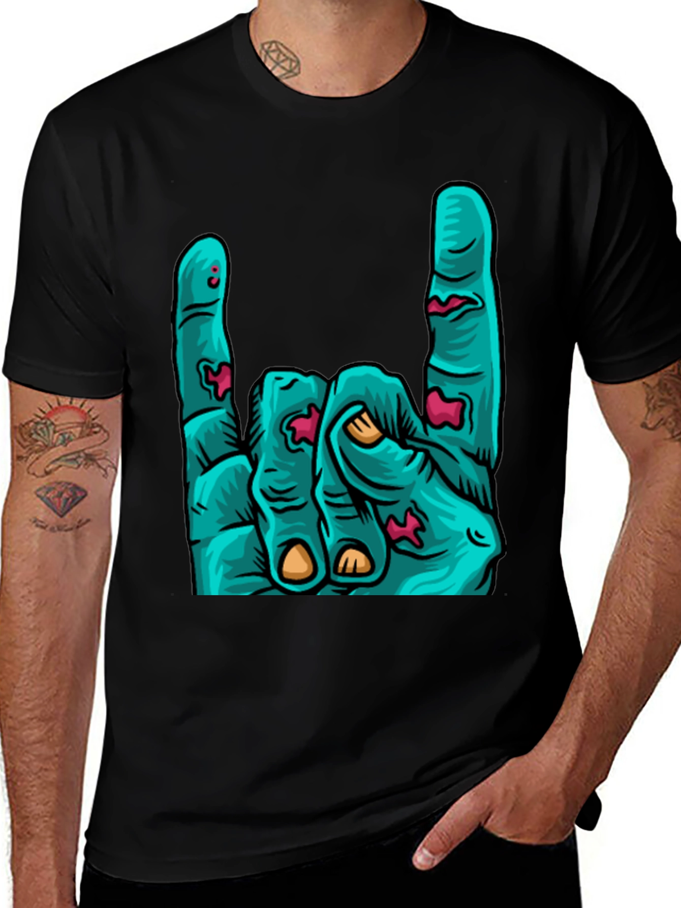 Variant 11 of Zombie Hand Rock On T-Shirt
