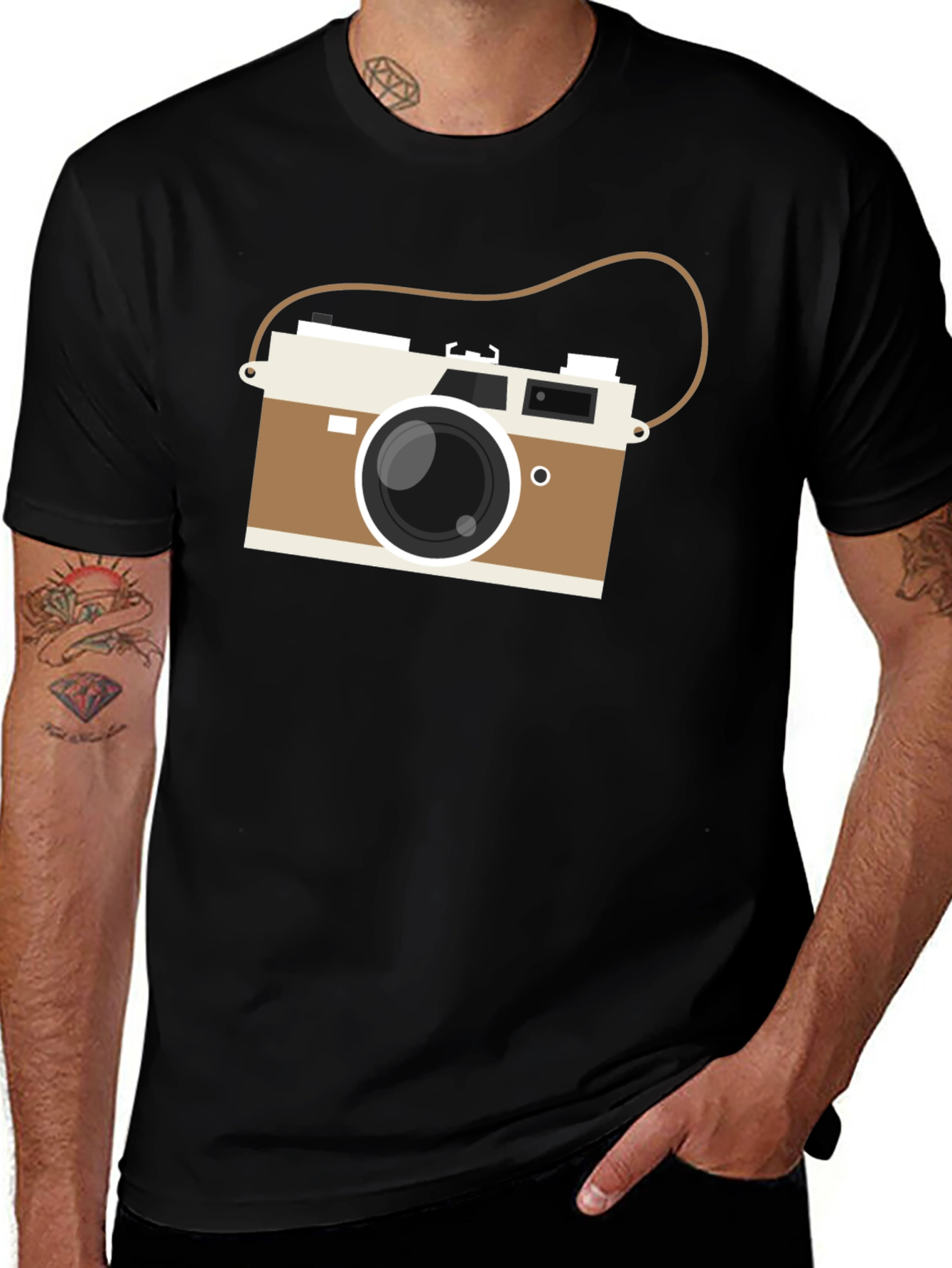 Variant 18 of Vintage Camera Graphic Tee - Black Casual T-Shirt