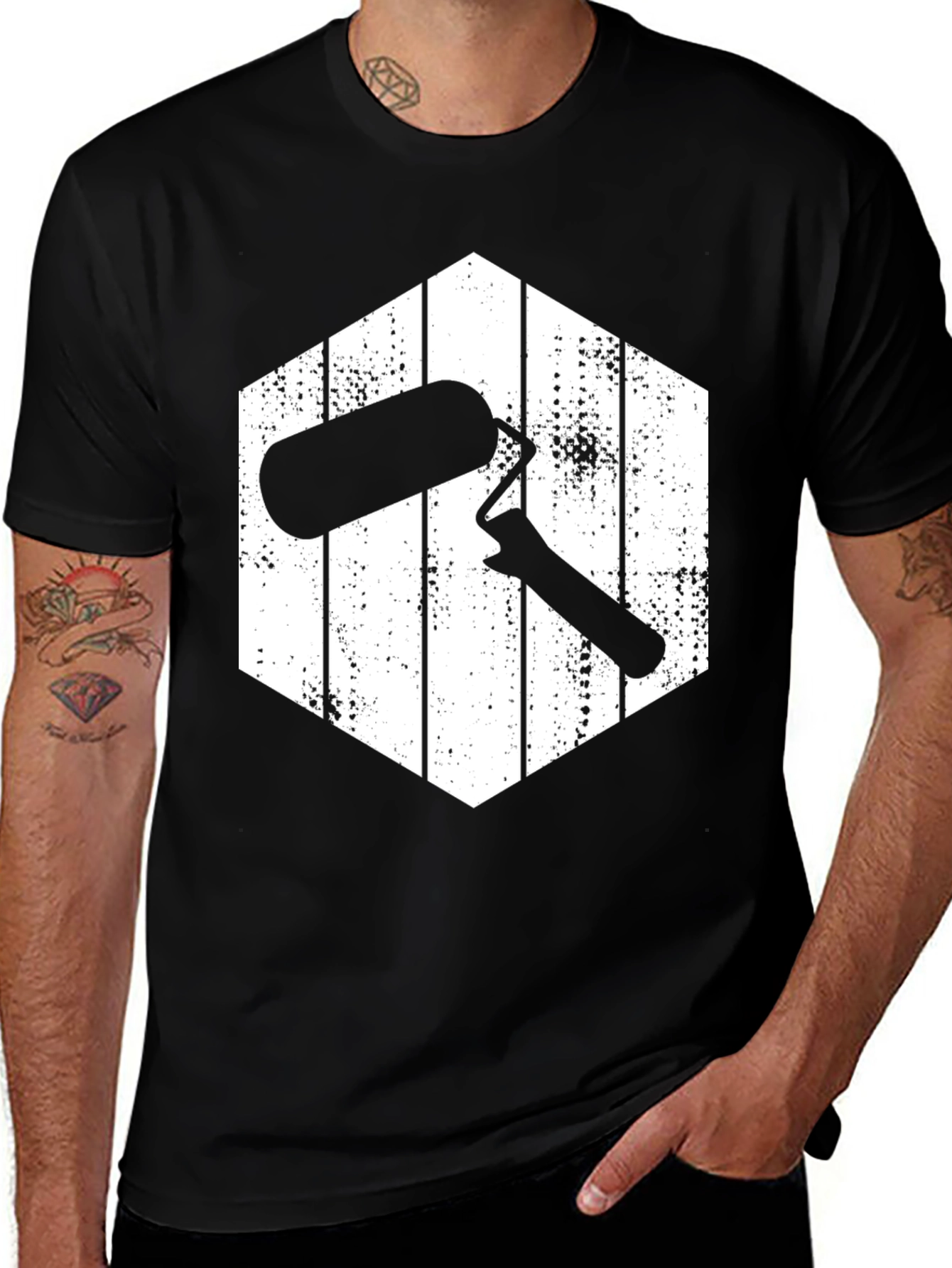 Variant 23 of Painter's Roller T-Shirt - Black Cotton Tee