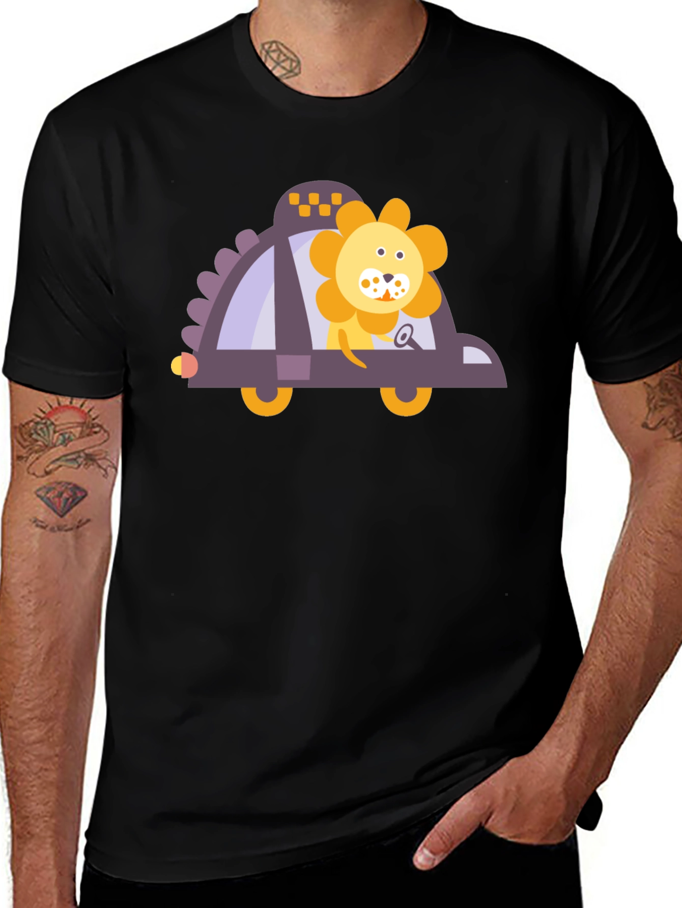 Variant 25 of Lion Taxi Graphic T-Shirt - Fun & Unique Design
