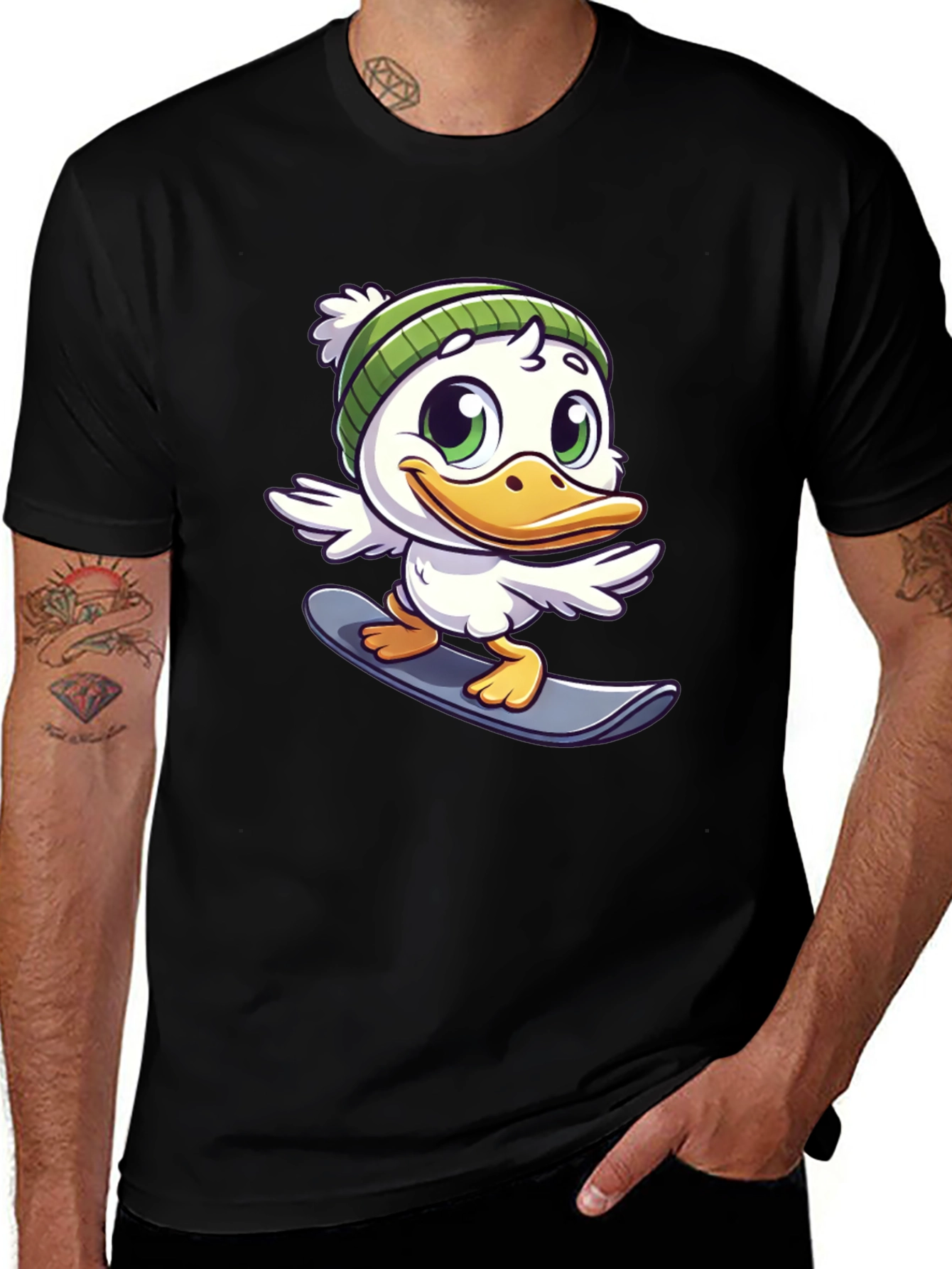 Variant 2 of Cartoon Duck Snowboarder Graphic Tee