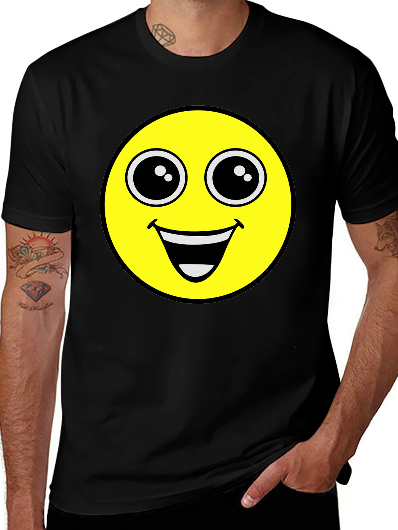 Variant 29 of Smiley Face Graphic T-Shirt - Black
