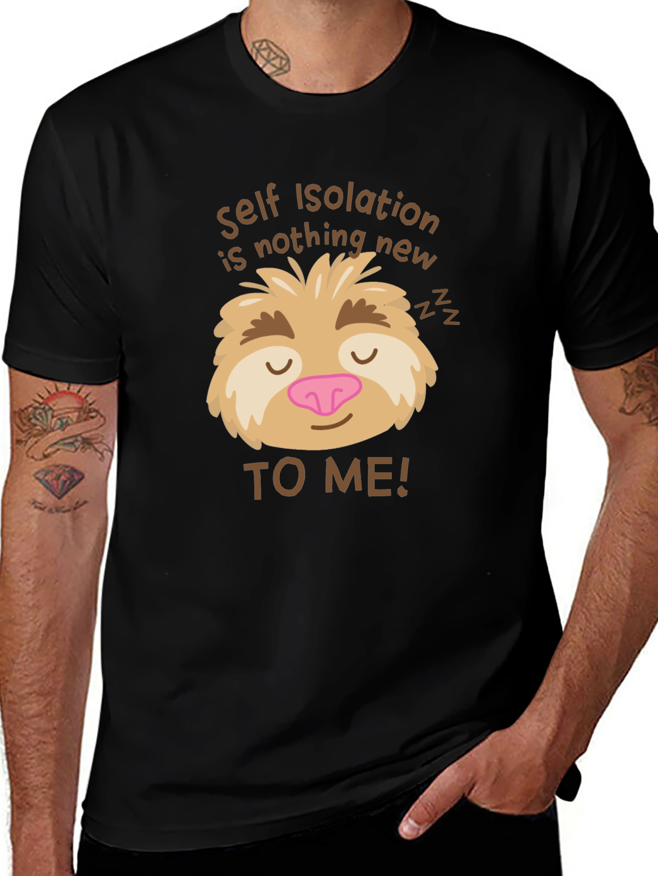 Variant 10 of Self Isolation Sloth Graphic T-Shirt - Funny Quarantine Tee