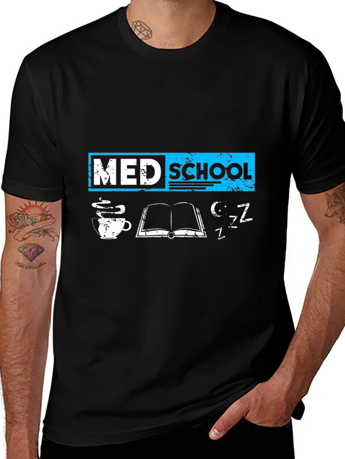 Variant 27 of Med School T-Shirt - Study, Coffee, Sleep - Black