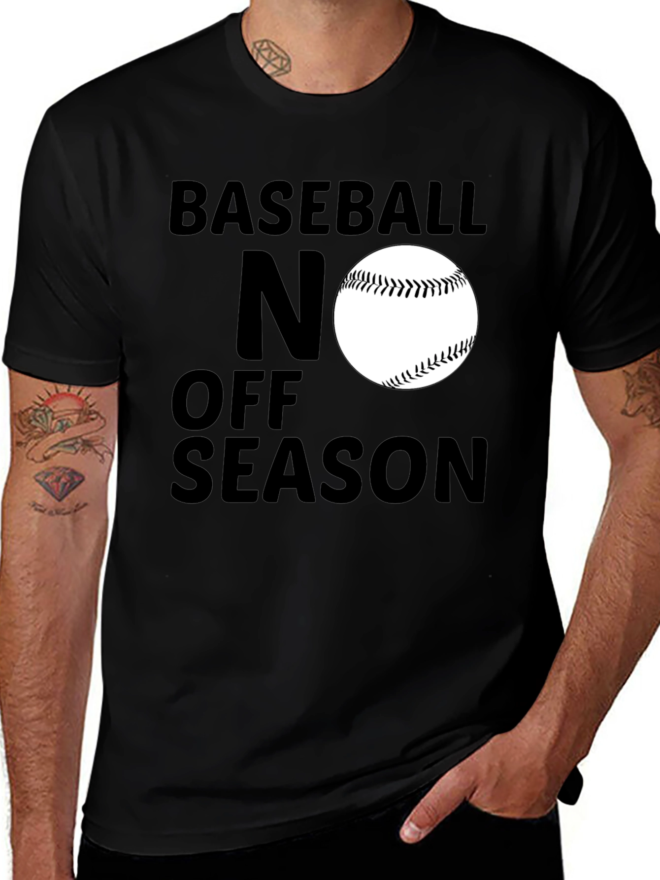 Variant 3 of Baseball No Off Season Black T-Shirt