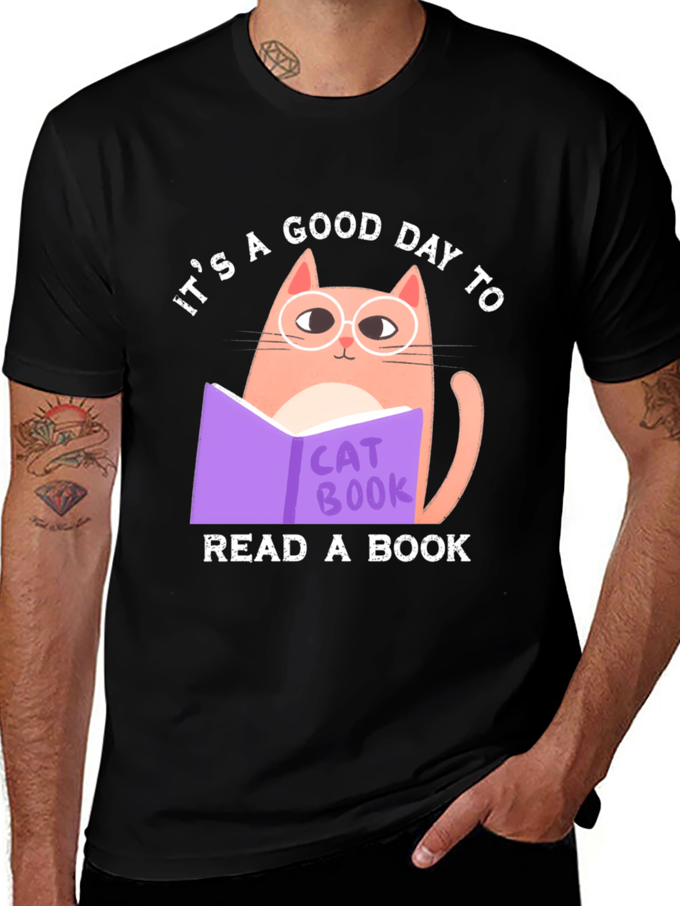 Variant 25 of Cat Book T-Shirt - Read A Book