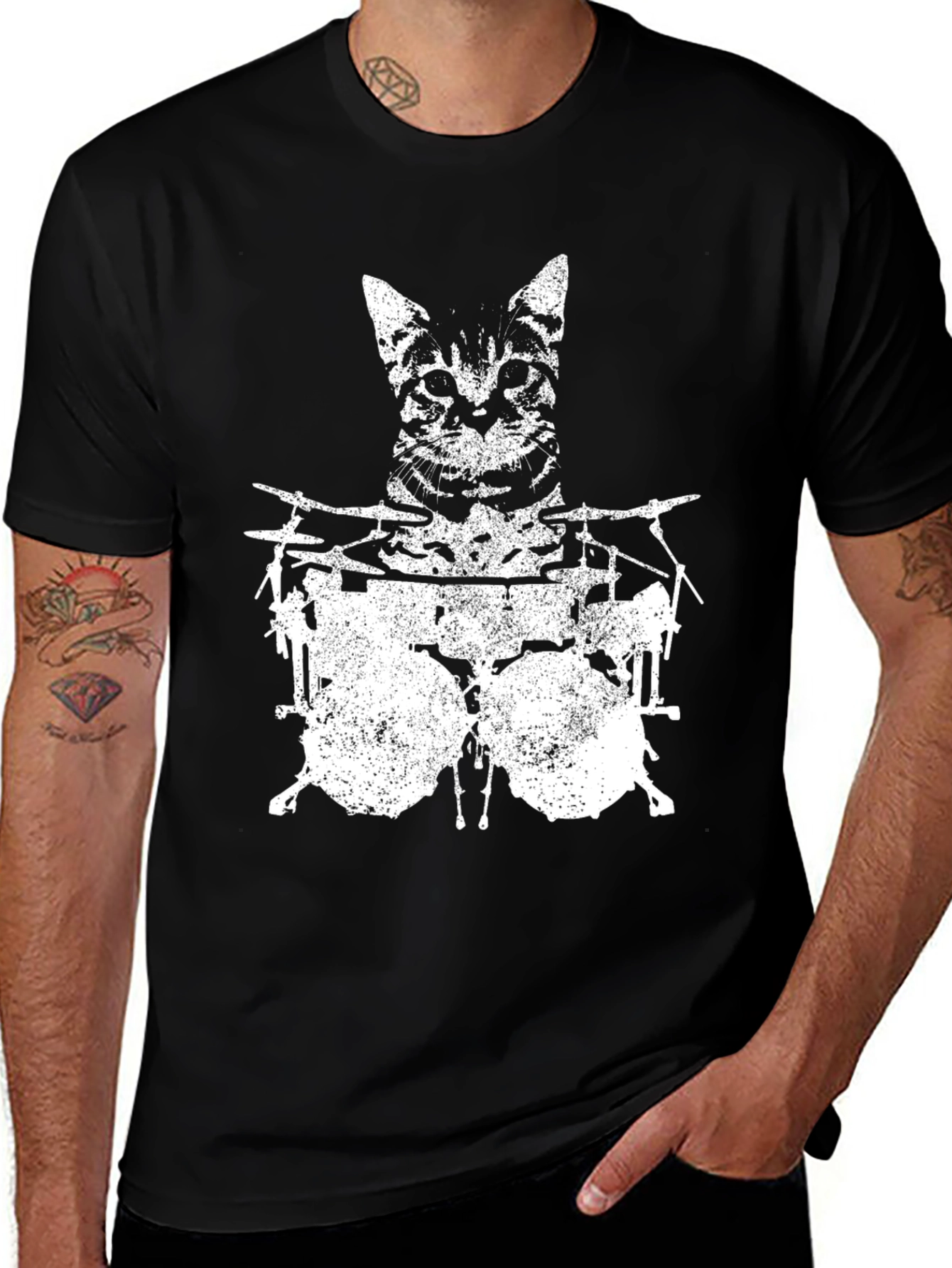 Variant 27 of Cat Drummer Graphic T-Shirt