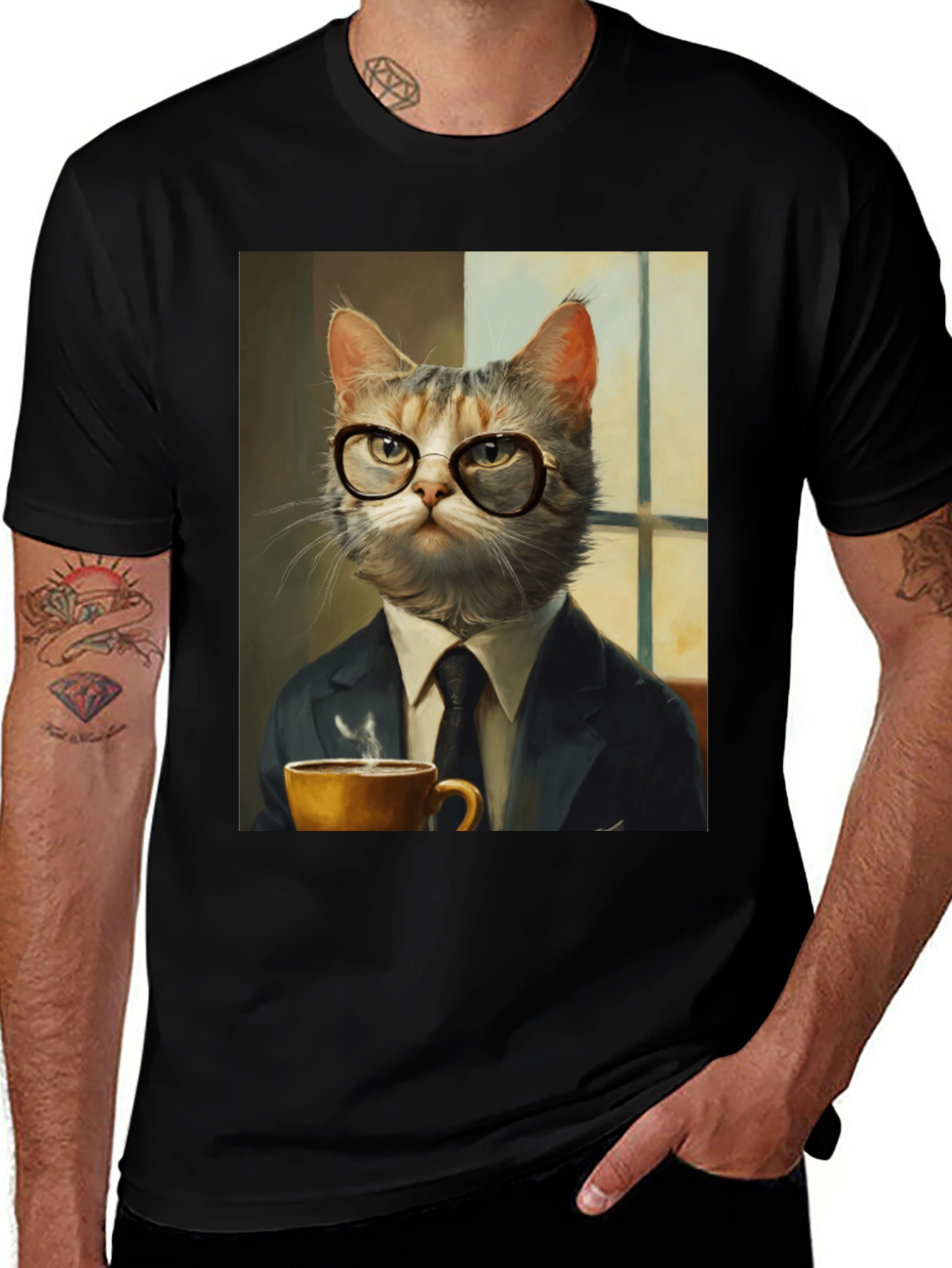 Variant 23 of Sophisticated Cat in Suit T-Shirt