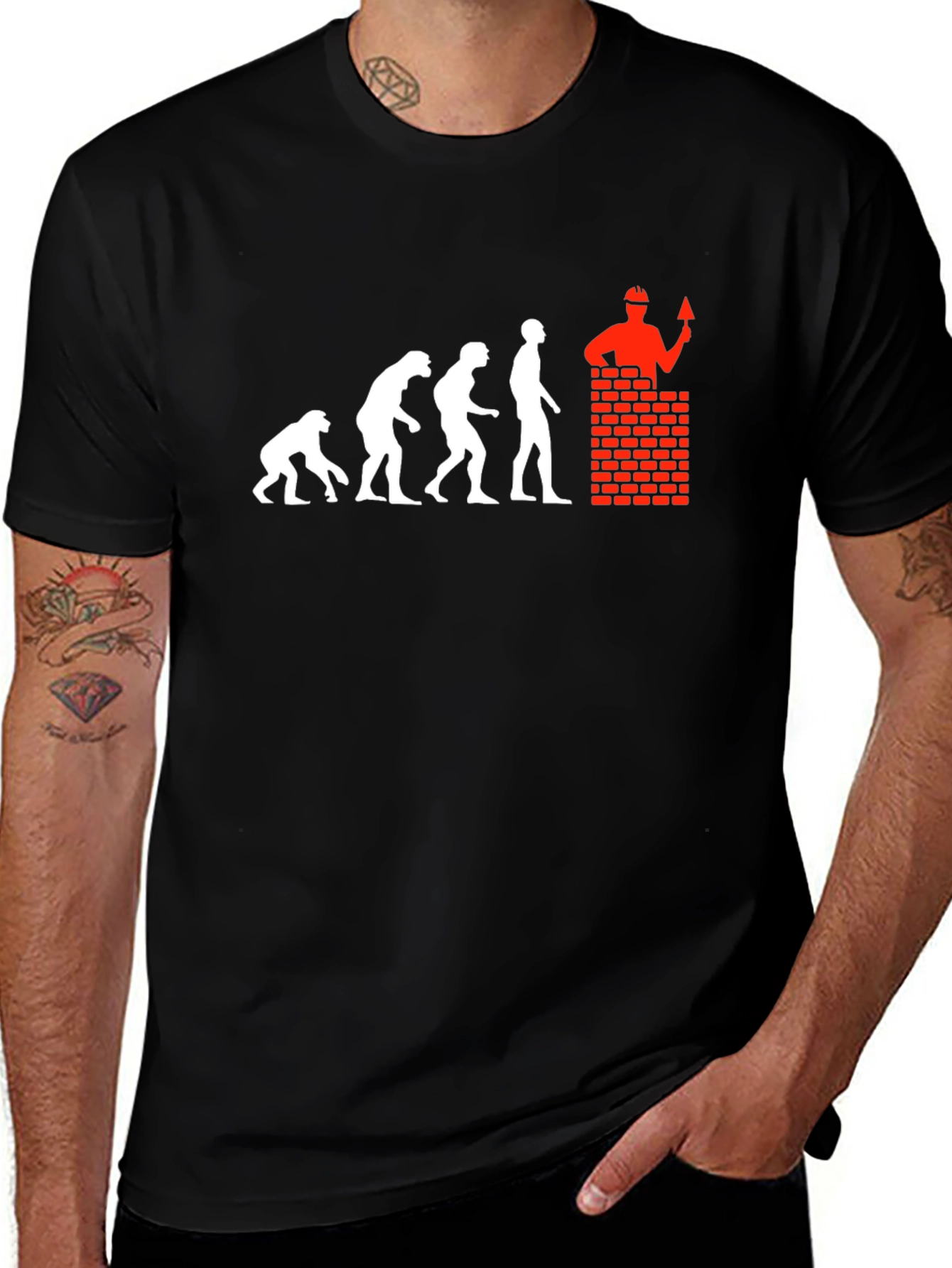 Variant 17 of Evolution of Bricklayer Men's Black T-Shirt