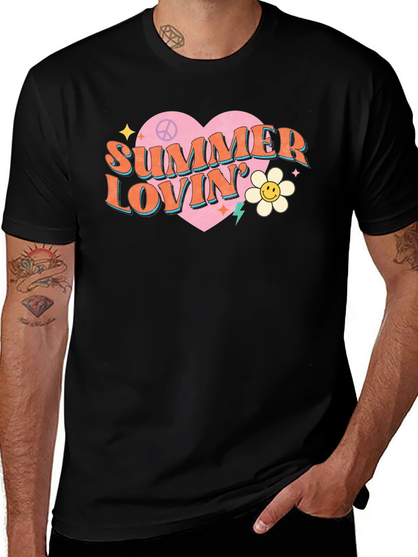 Variant 7 of Summer Lovin' Graphic Tee - Retro Heart Design