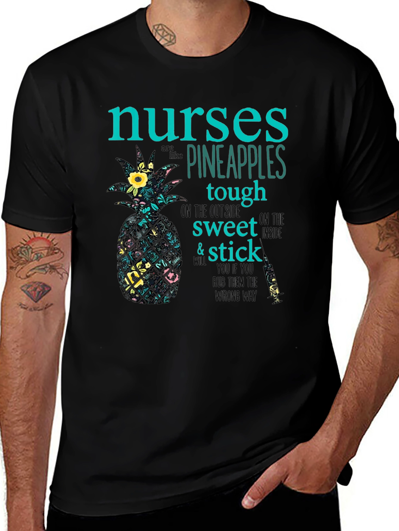 Variant 12 of Nurses Pineapple T-Shirt: Tough, Sweet & Stick Together